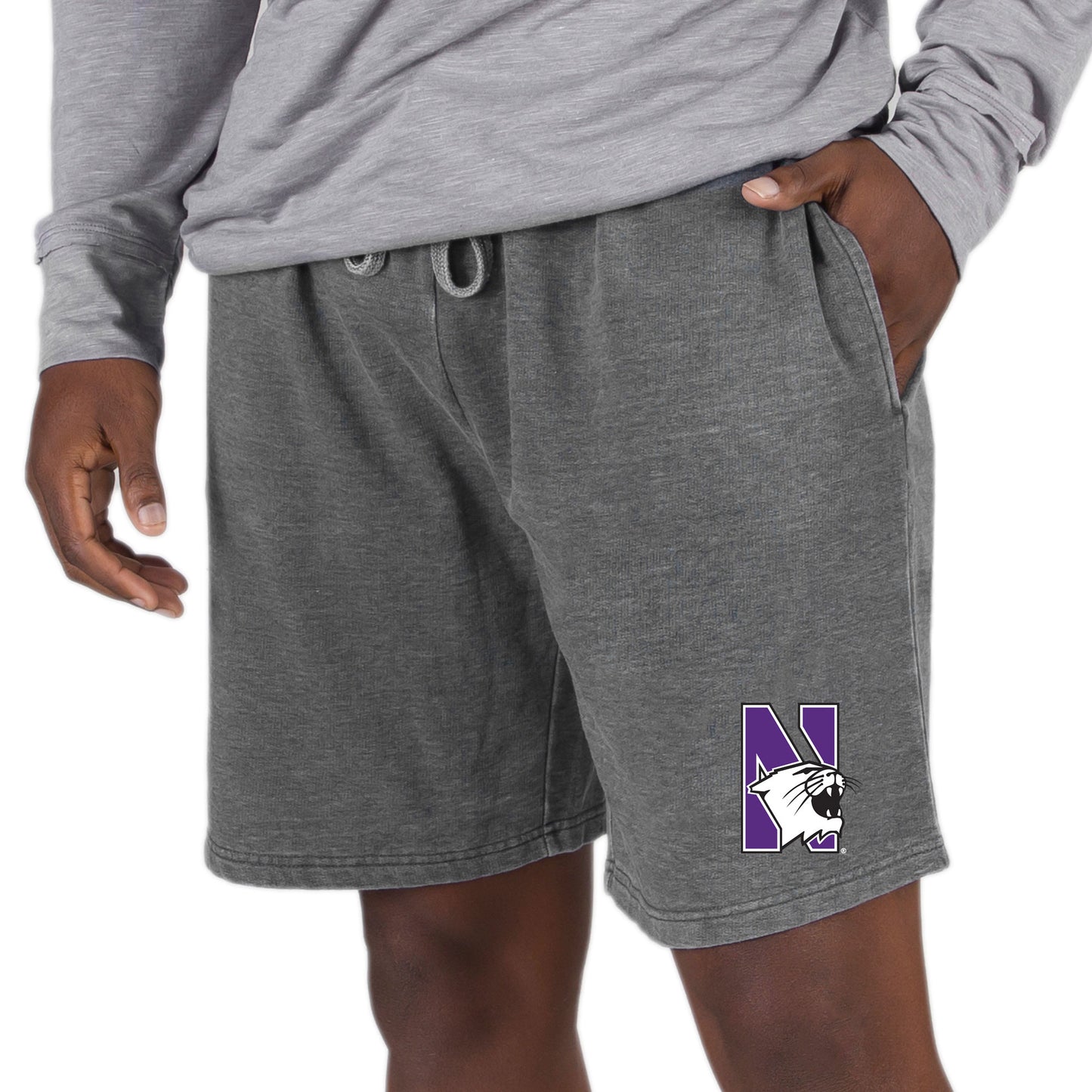Men's Concepts Sport Charcoal Northwestern Wildcats Trackside Fleece Jam Shorts