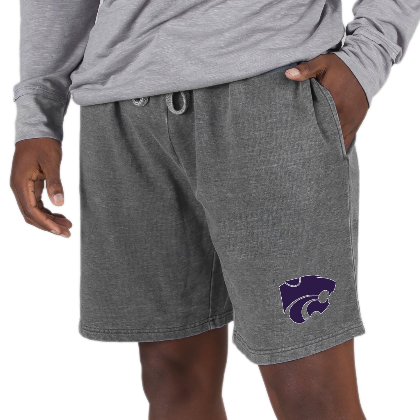Men's Concepts Sport Charcoal Kansas State Wildcats Trackside Fleece Jam Shorts