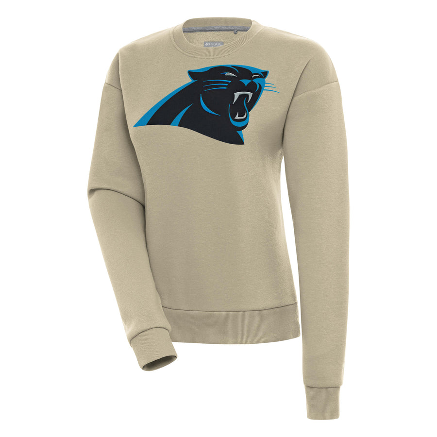 Women's Antigua Khaki Carolina Panthers Victory Pullover Sweatshirt
