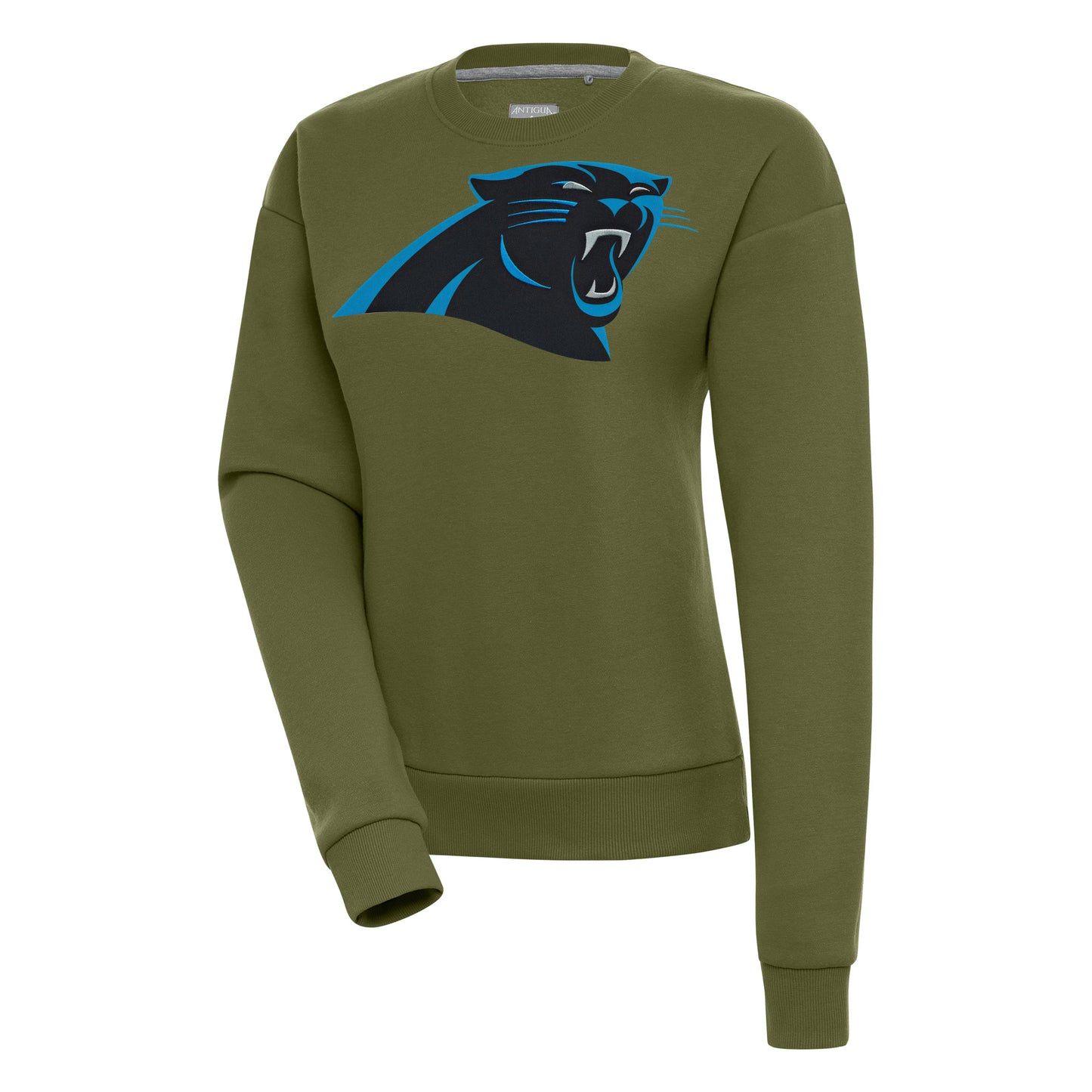 Women's Antigua Olive Carolina Panthers Victory Pullover Sweatshirt