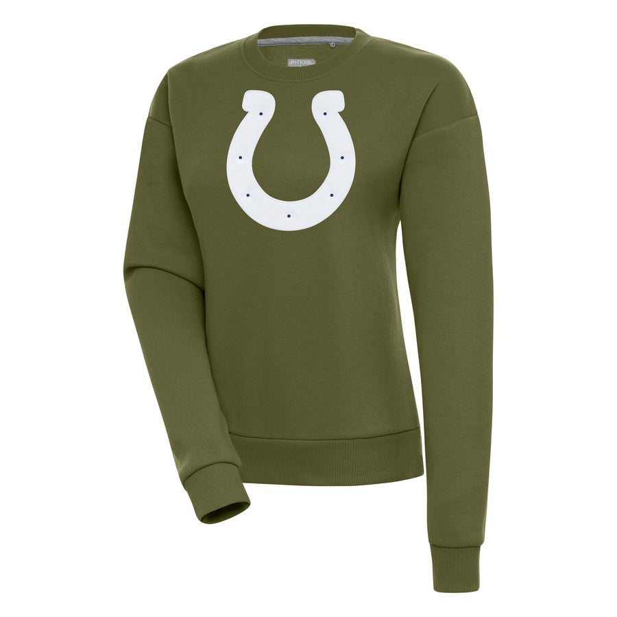Women's Antigua Olive Indianapolis Colts Victory Pullover Sweatshirt