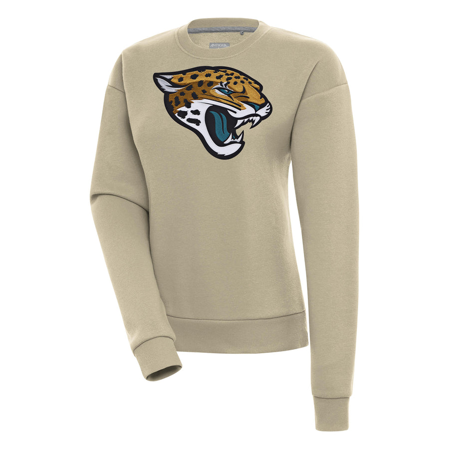 Women's Antigua Khaki Jacksonville Jaguars Victory Pullover Sweatshirt