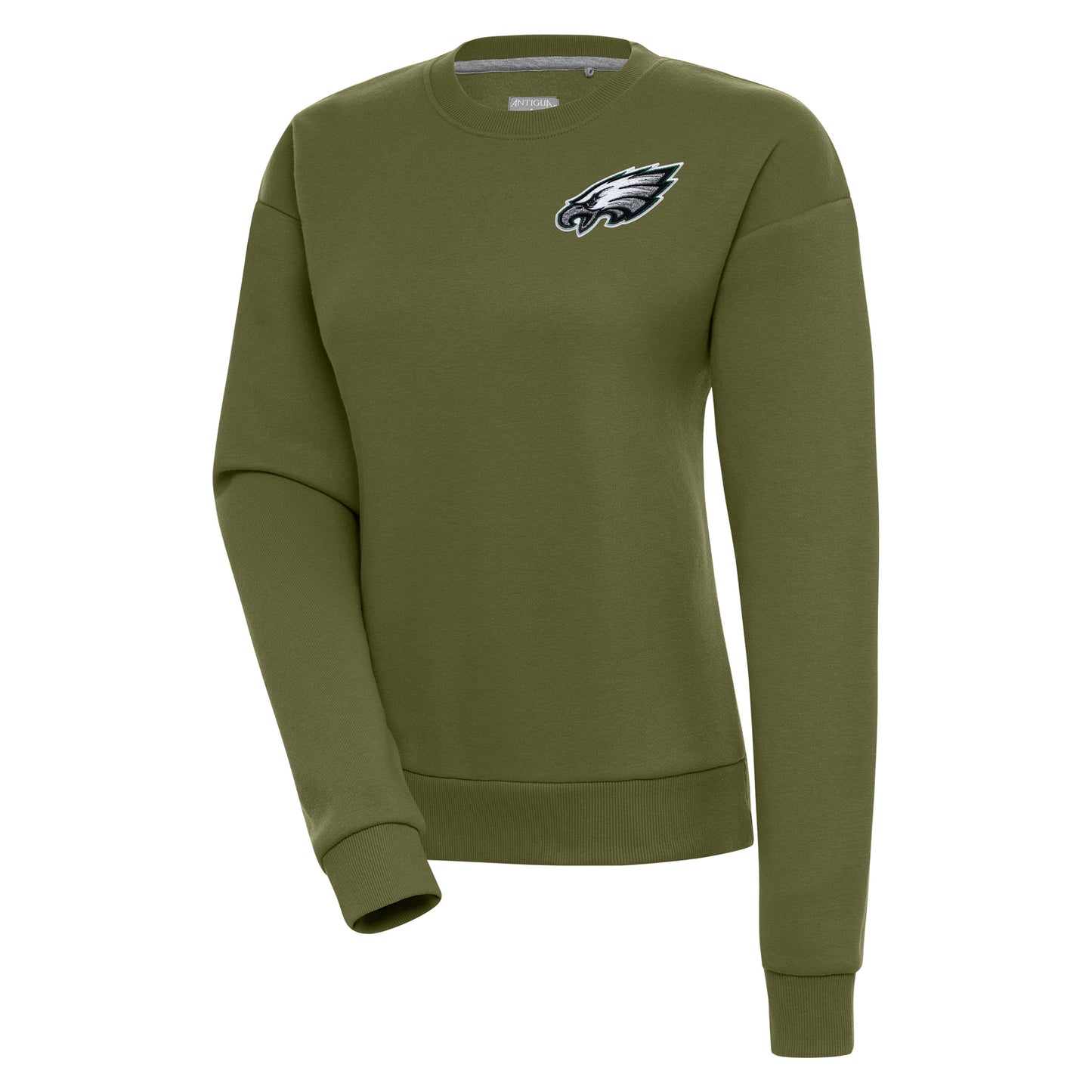 Women's Antigua Olive Philadelphia Eagles Victory Pullover Sweatshirt