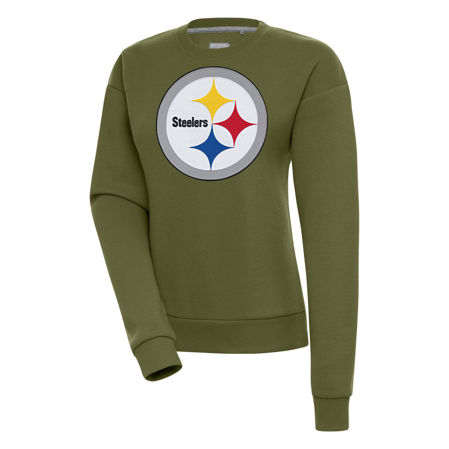 Women's Antigua Olive Pittsburgh Steelers Victory Pullover Sweatshirt