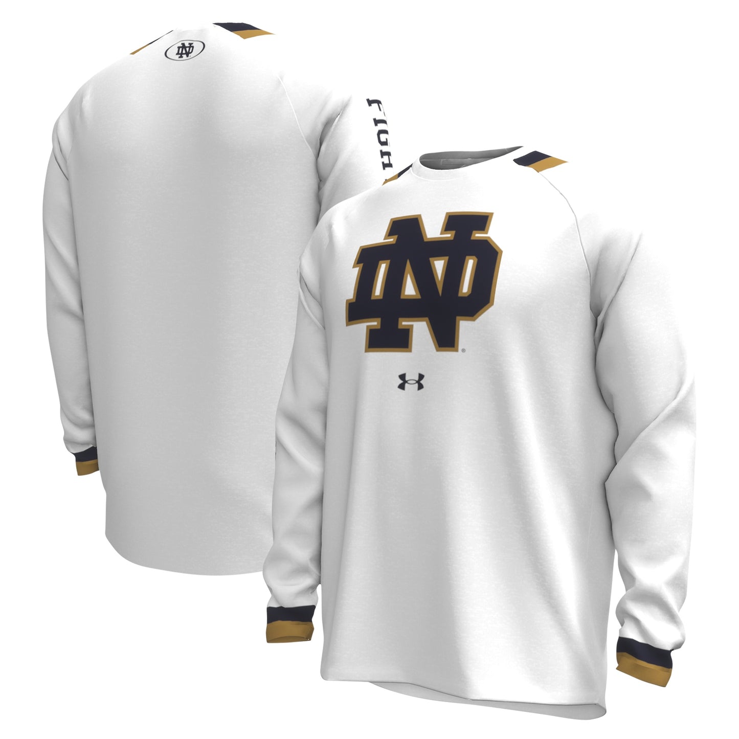 Men's Under Armour White Notre Dame Fighting Irish Shooter Raglan Long Sleeve T-Shirt