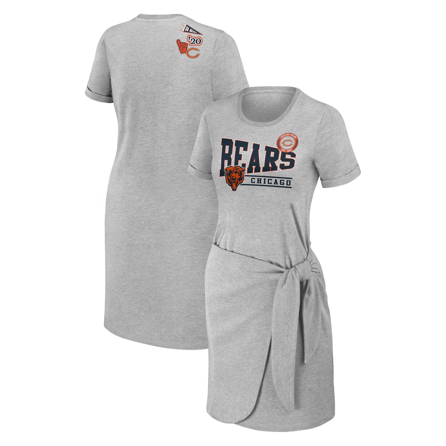 Women's WEAR by Erin Andrews Heather Gray Chicago Bears Knotted T-Shirt Dress