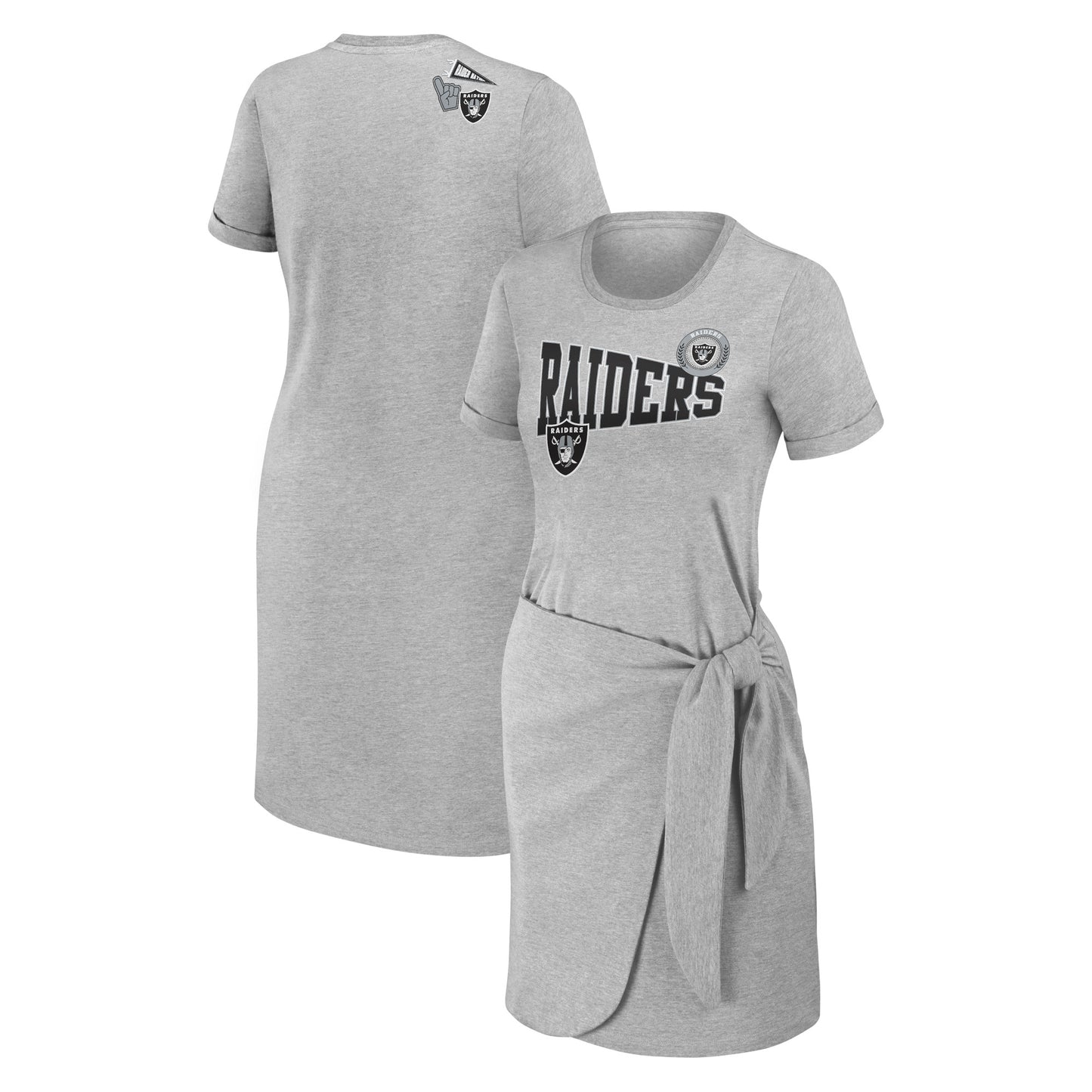 Women's WEAR by Erin Andrews Heather Gray Las Vegas Raiders Knotted T-Shirt Dress