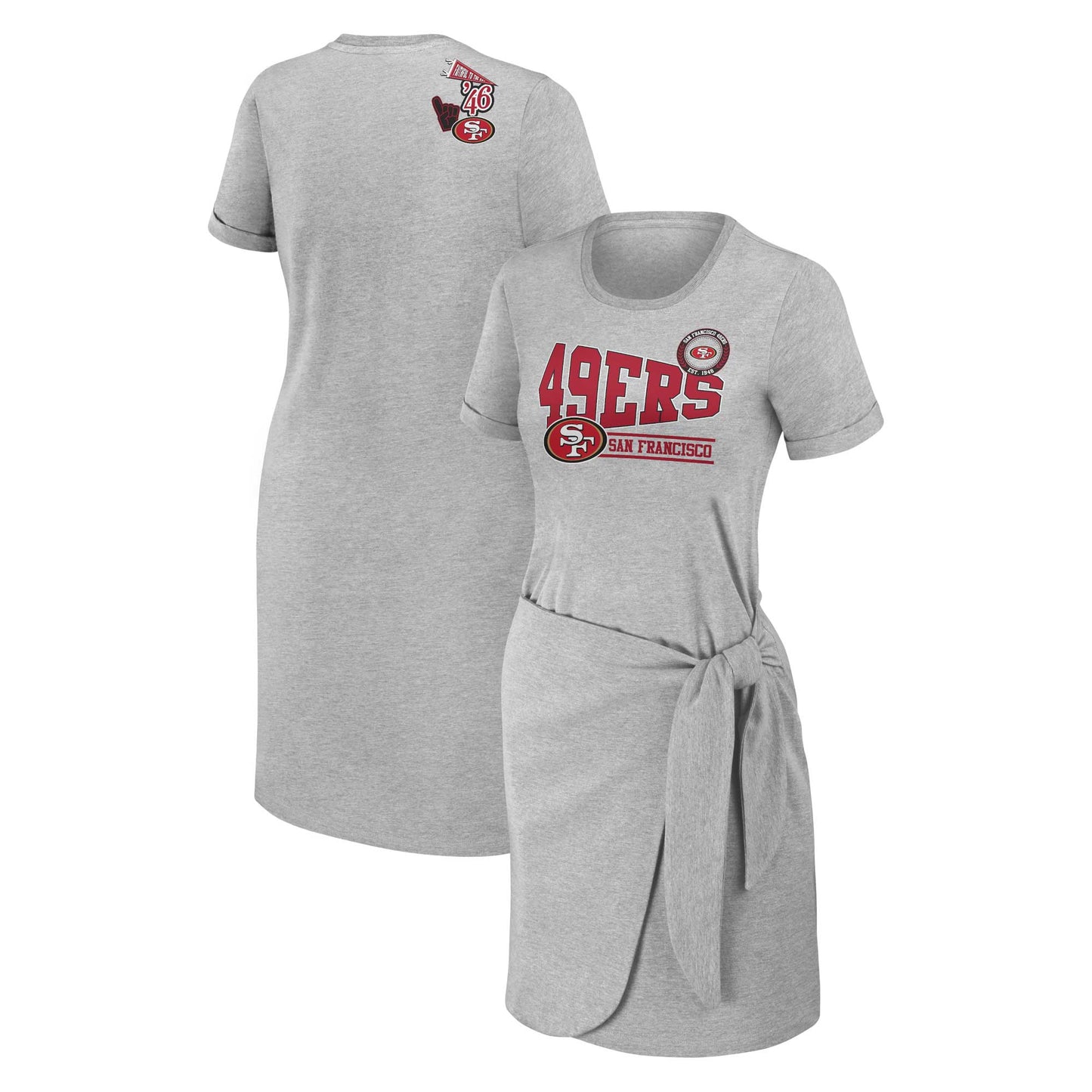 Women's WEAR by Erin Andrews Heather Gray San Francisco 49ers Knotted T-Shirt Dress
