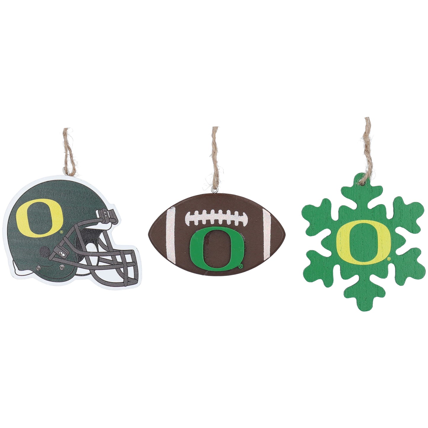 The Memory Company Oregon Ducks Three-Pack Helmet, Football & Snowflake Ornament Set