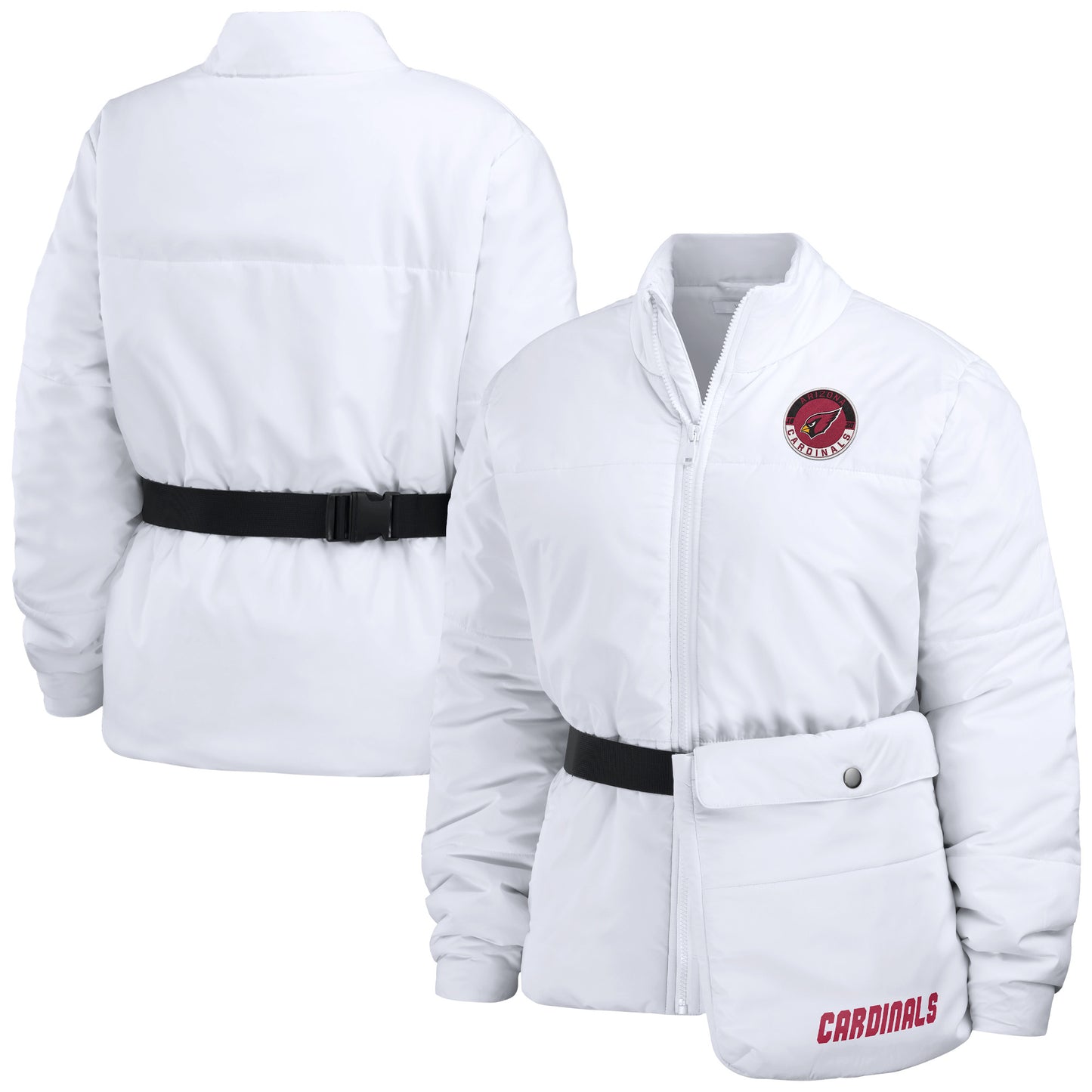 Women's WEAR by Erin Andrews White Arizona Cardinals Packaway Full-Zip Puffer Jacket
