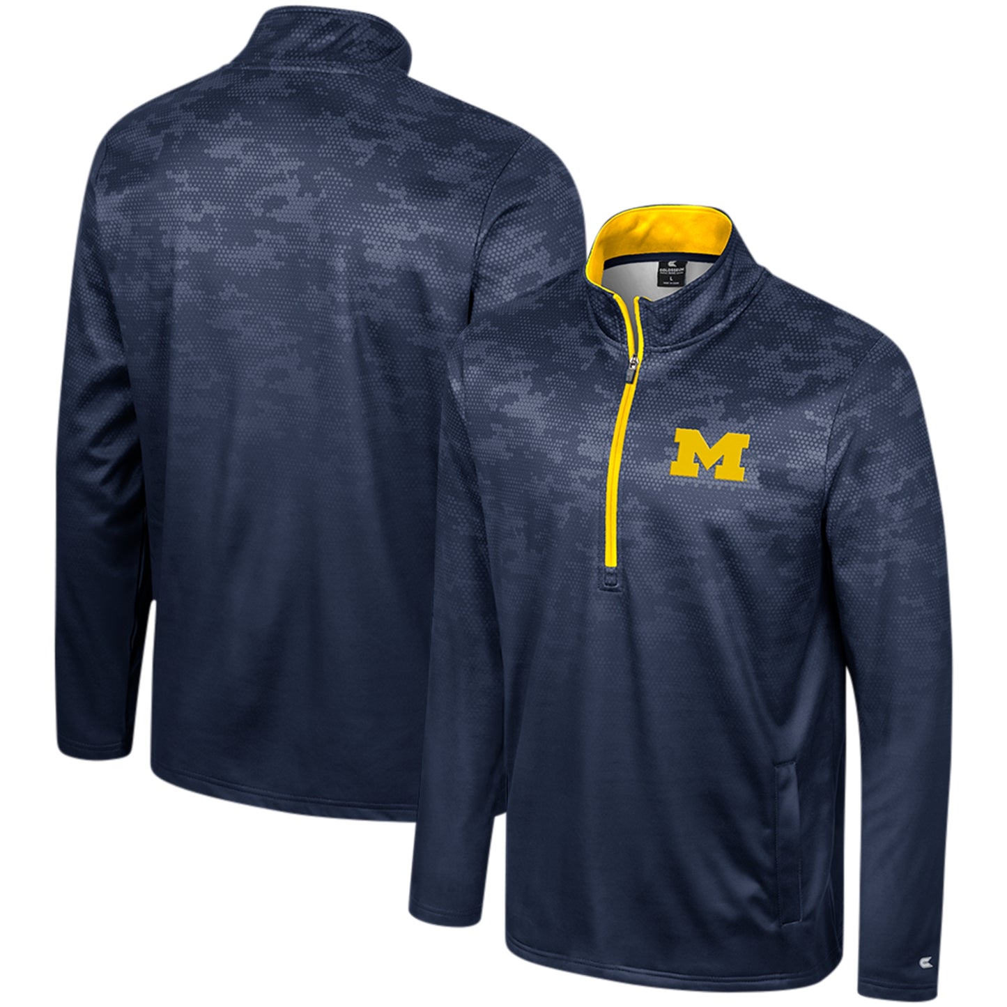 Men's Colosseum Navy Michigan Wolverines The Machine Half-Zip Jacket