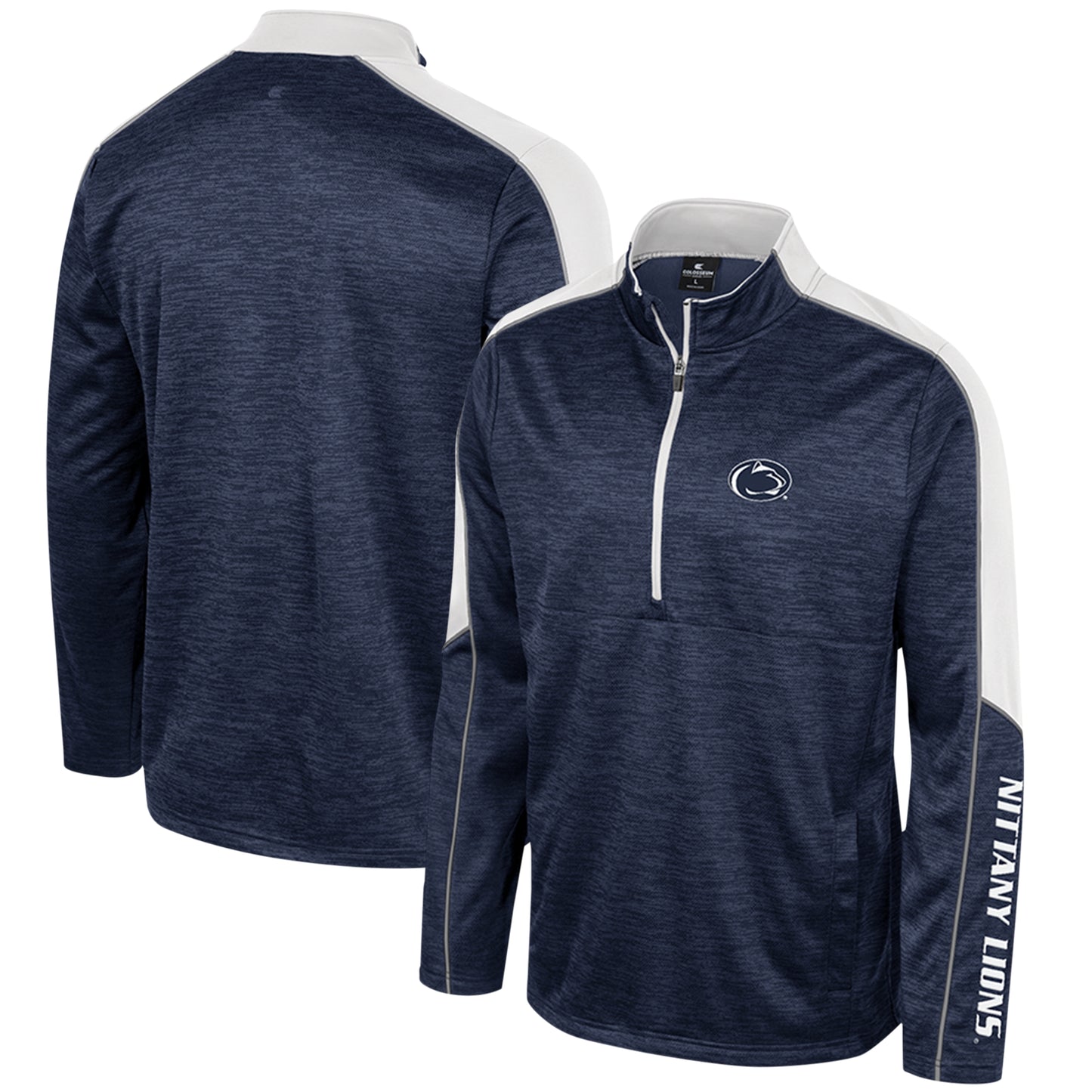 Men's Colosseum Navy Penn State Nittany Lions Marled Half-Zip Jacket