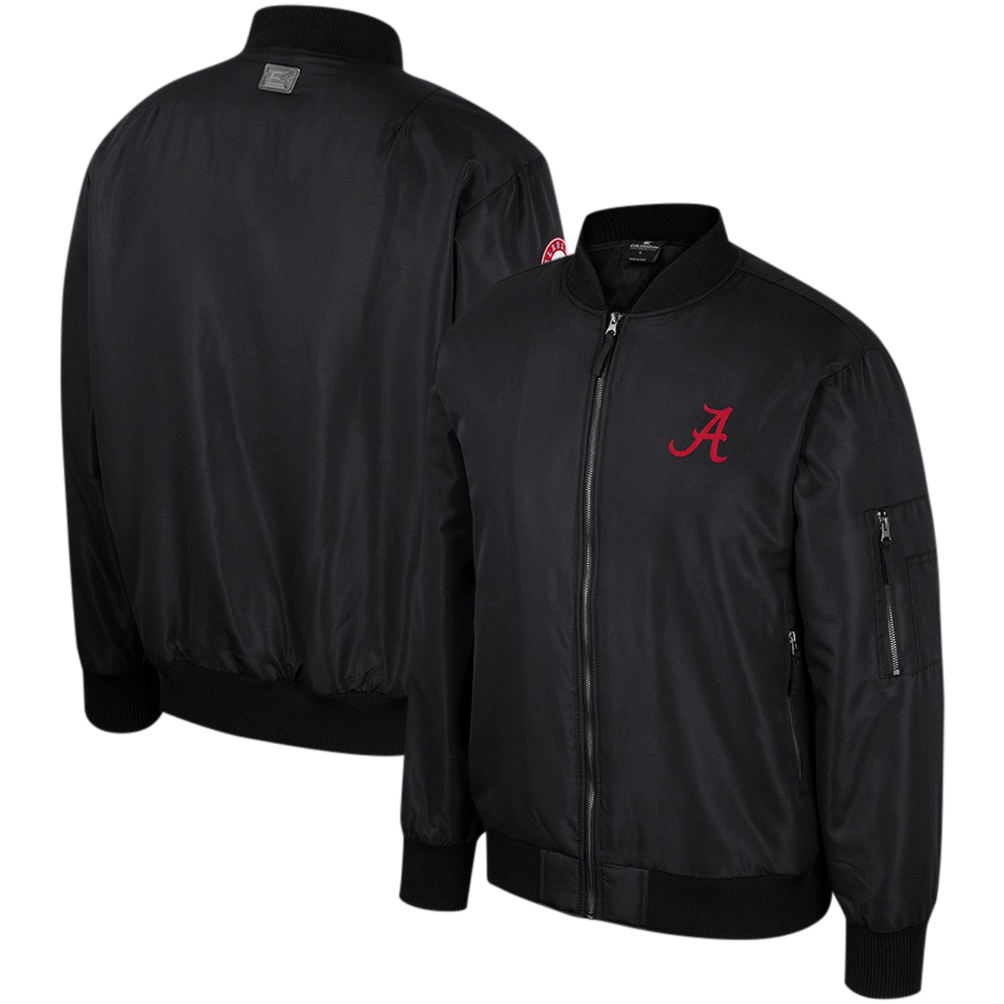 Men's Colosseum Black Alabama Crimson Tide Full-Zip Bomber Jacket