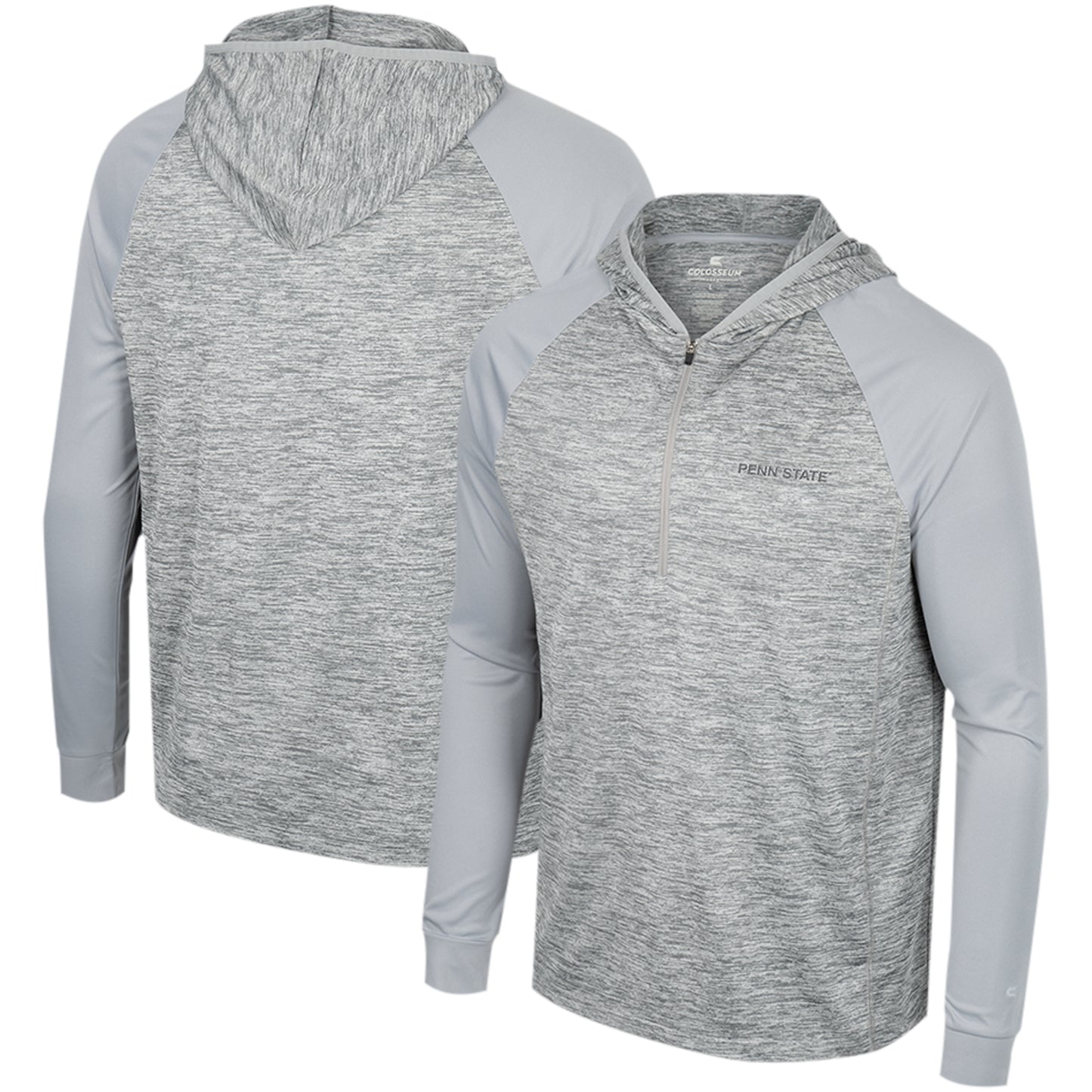 Men's Colosseum Gray Penn State Nittany Lions Cybernetic Raglan Quarter-Zip Hooded Top