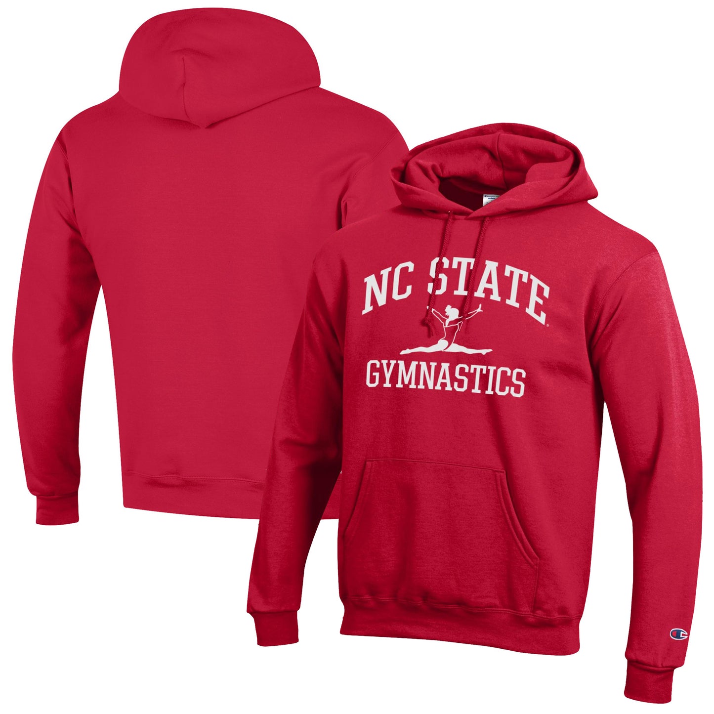 Men's Champion Red NC State Wolfpack Gymnastics Icon Powerblend Pullover Hoodie