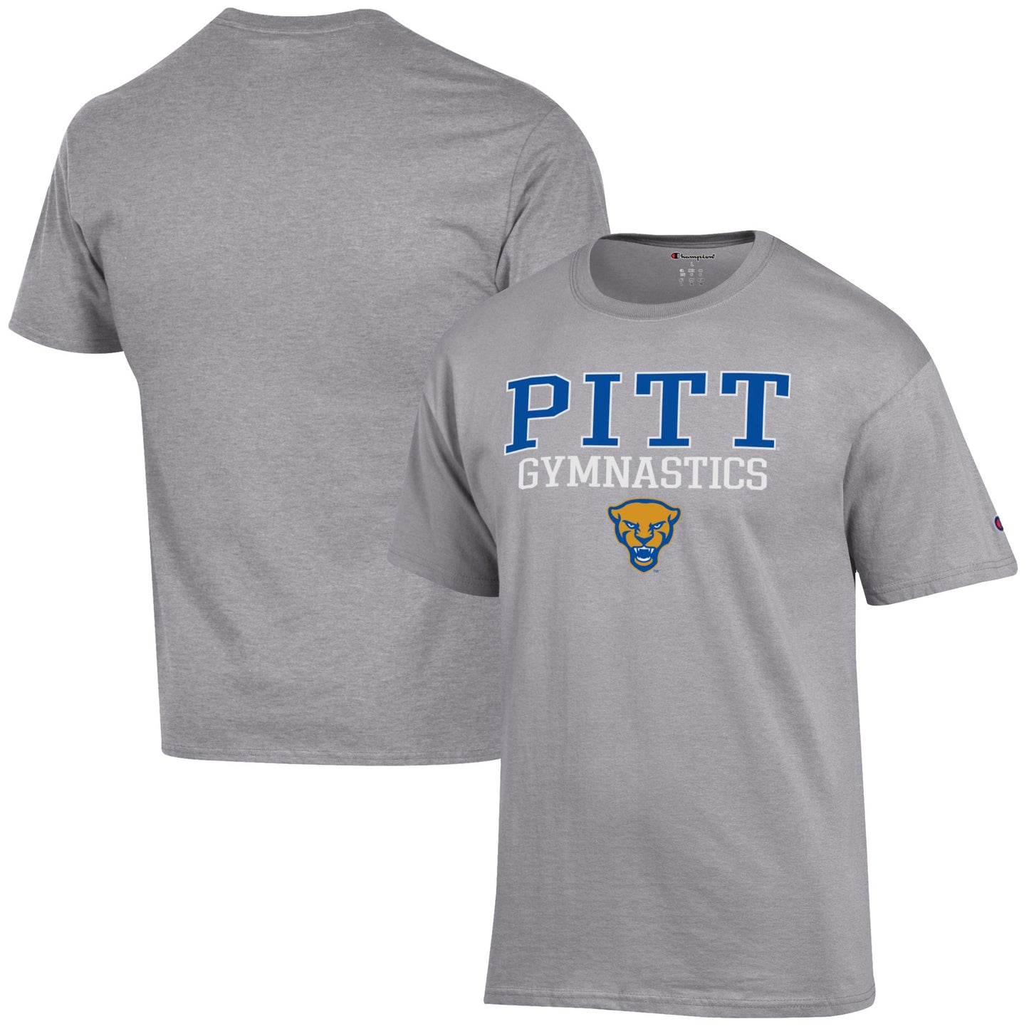 Men's Champion Gray Pitt Panthers Gymnastics Stack T-Shirt