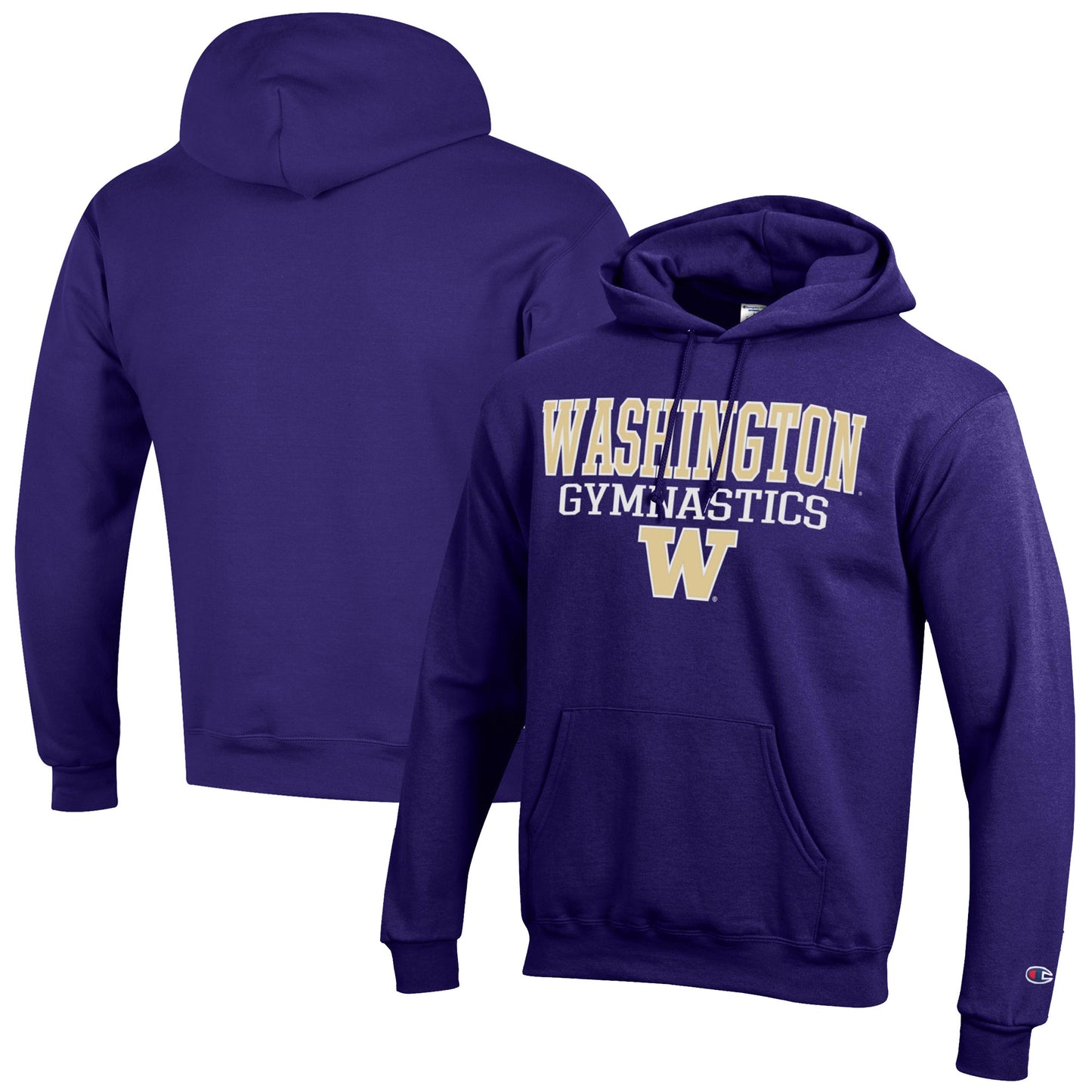 Men's Champion Purple Washington Huskies Gymnastics Stack Powerblend Pullover Hoodie
