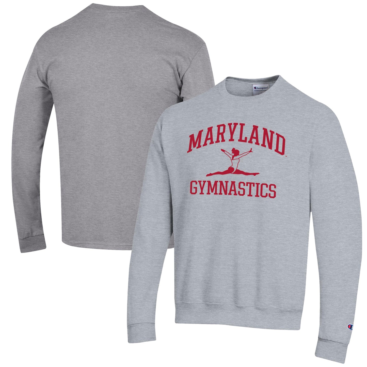 Men's Champion Gray Maryland Terrapins Gymnastics Icon Powerblend Pullover Sweatshirt