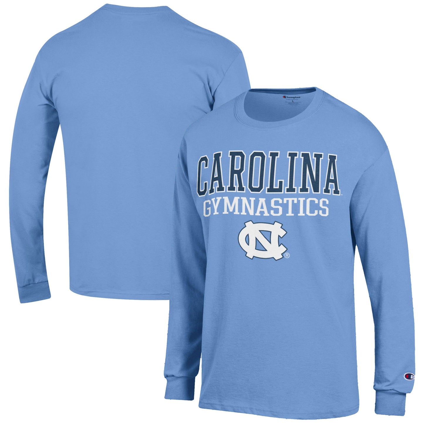 Men's Champion Carolina Blue North Carolina Tar Heels Gymnastics Stack Long Sleeve T-Shirt