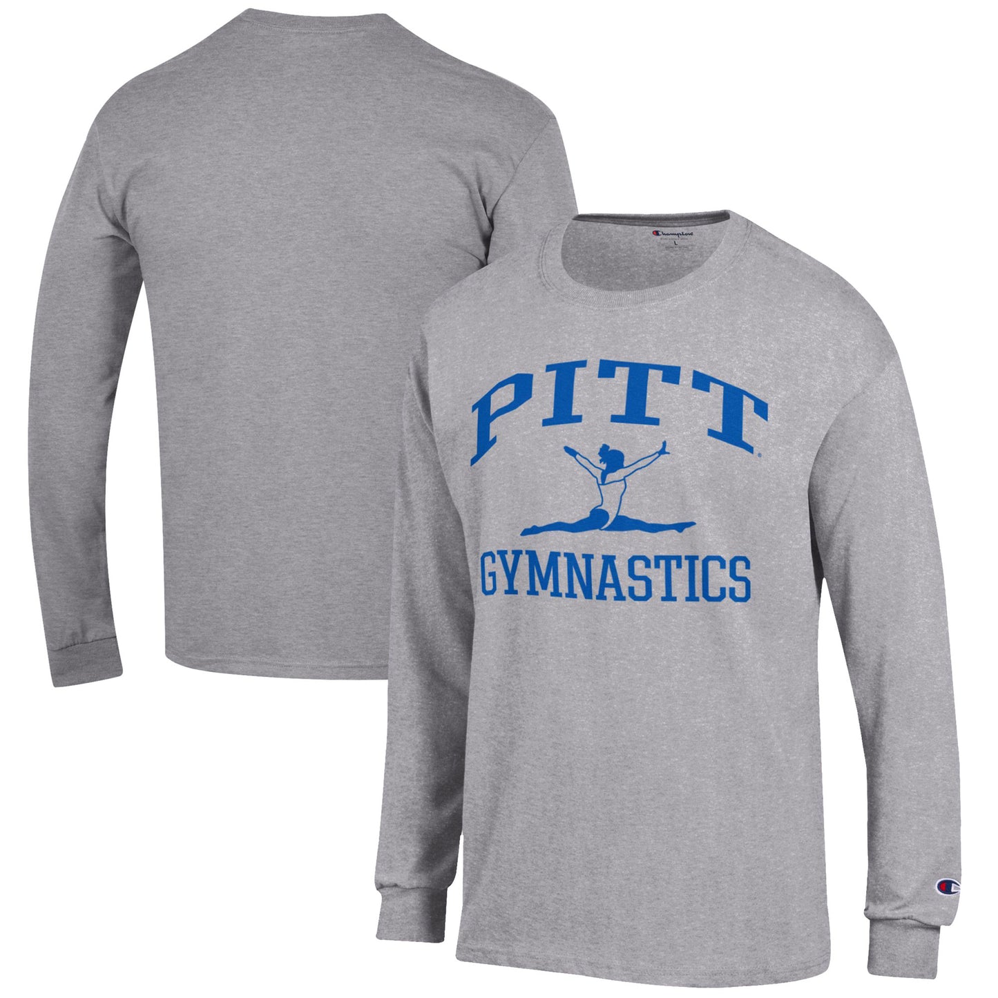 Men's Champion Gray Pitt Panthers Gymnastics Icon Long Sleeve T-Shirt