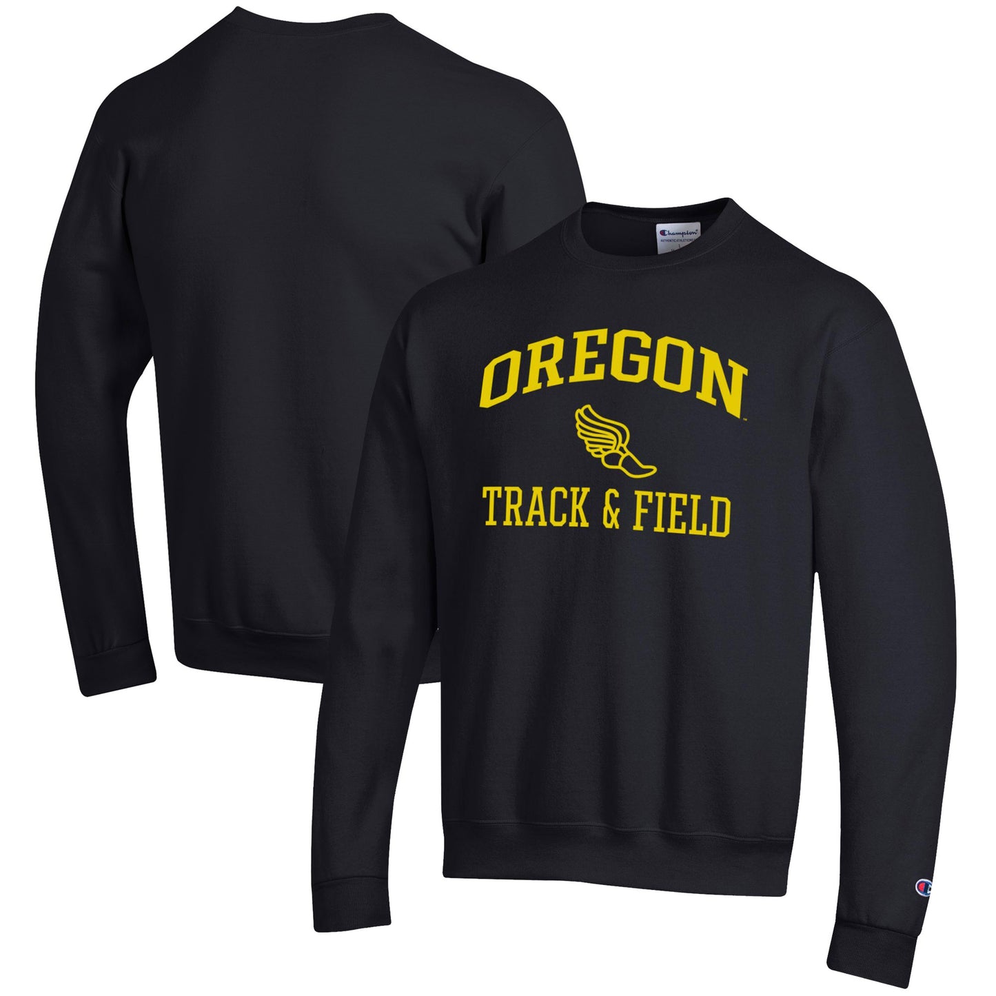 Men's Champion Black Oregon Ducks Track & Field Icon Powerblend Pullover Sweatshirt
