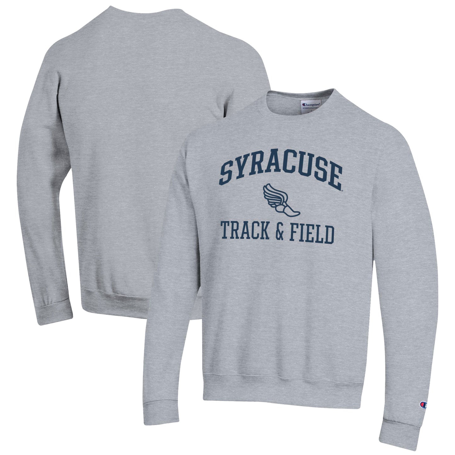 Men's Champion Gray Syracuse Orange Track & Field Icon Powerblend Pullover Sweatshirt