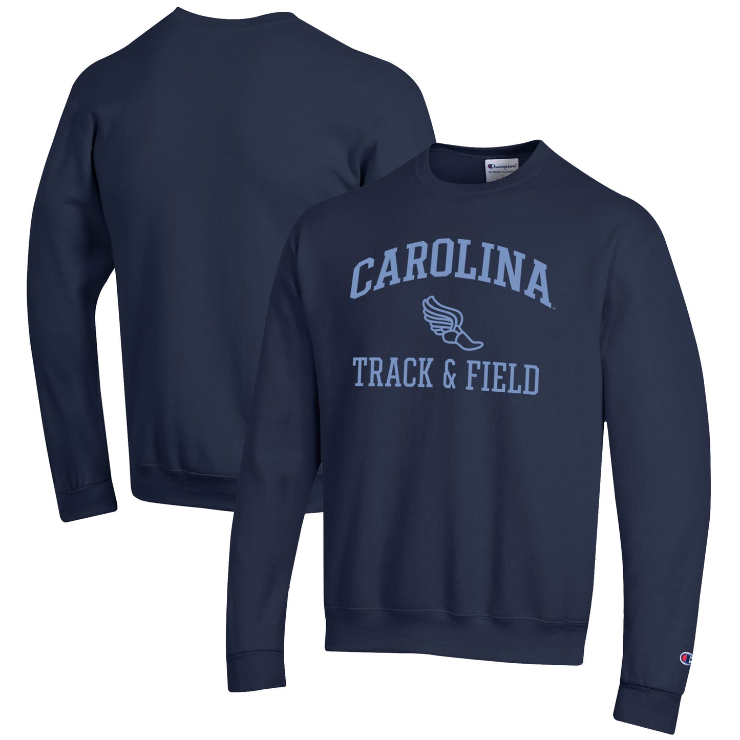 Men's Champion Navy North Carolina Tar Heels Track & Field Icon Powerblend Pullover Sweatshirt