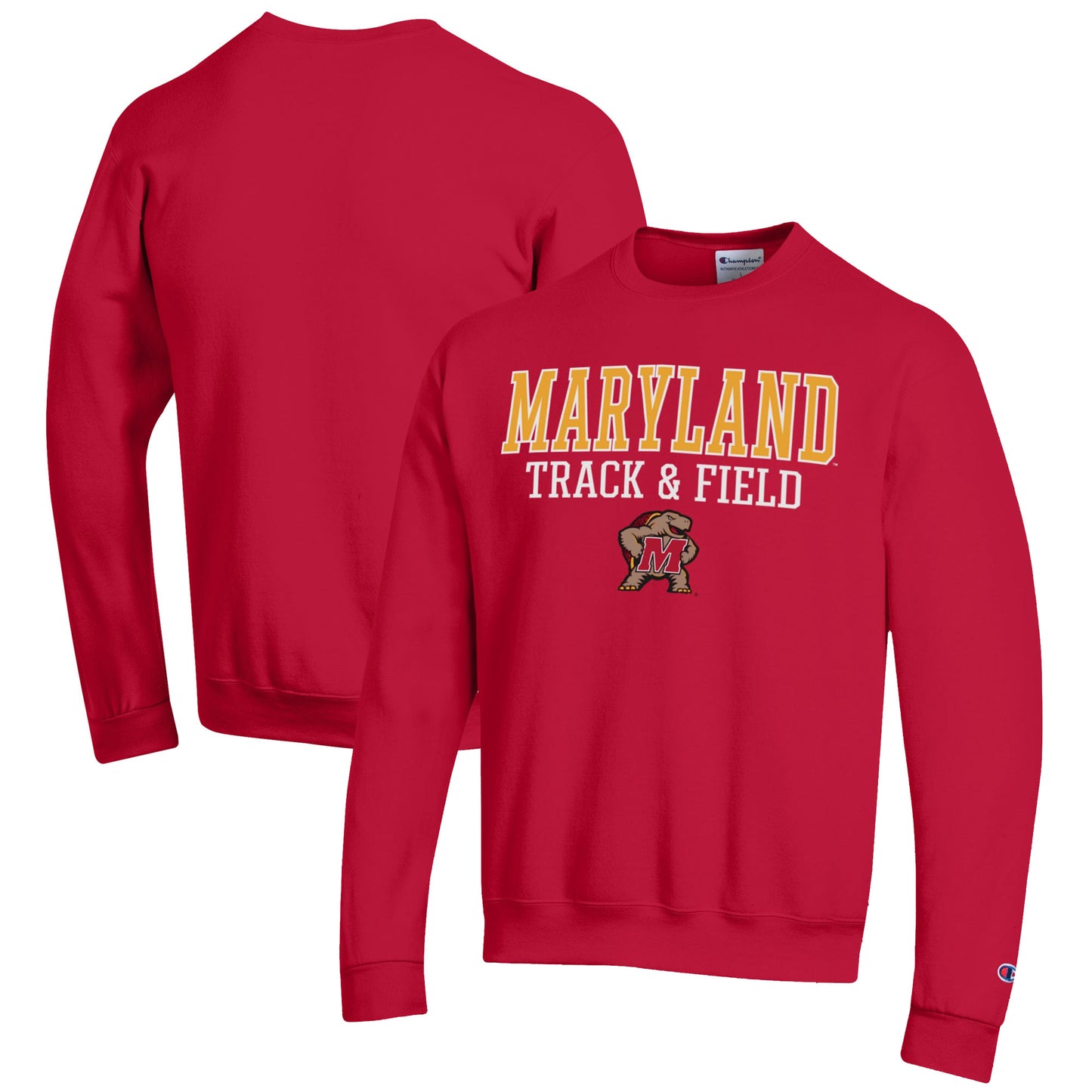 Men's Champion Red Maryland Terrapins Track & Field Stack Powerblend Pullover Sweatshirt