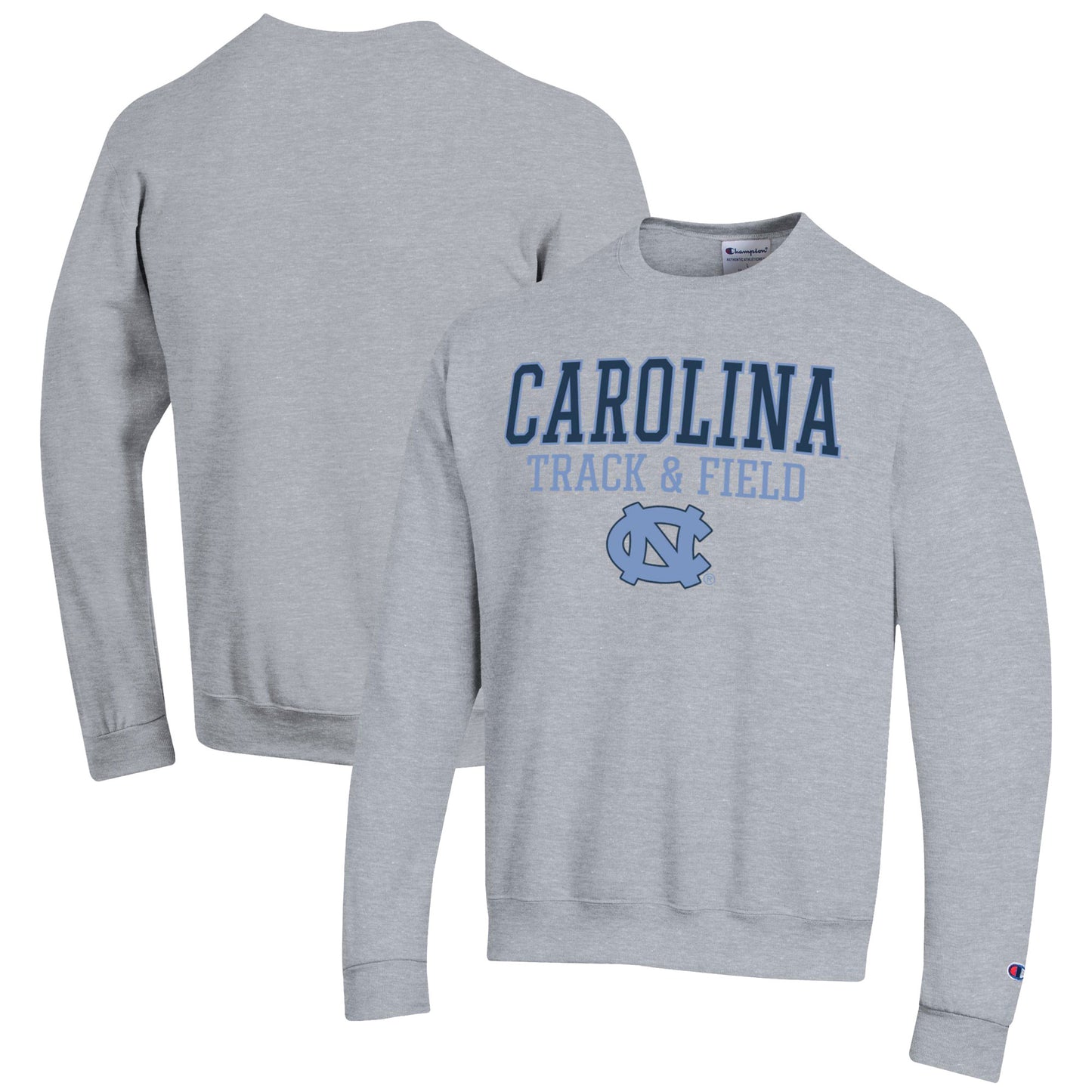 Men's Champion Gray North Carolina Tar Heels Track & Field Stack Powerblend Pullover Sweatshirt
