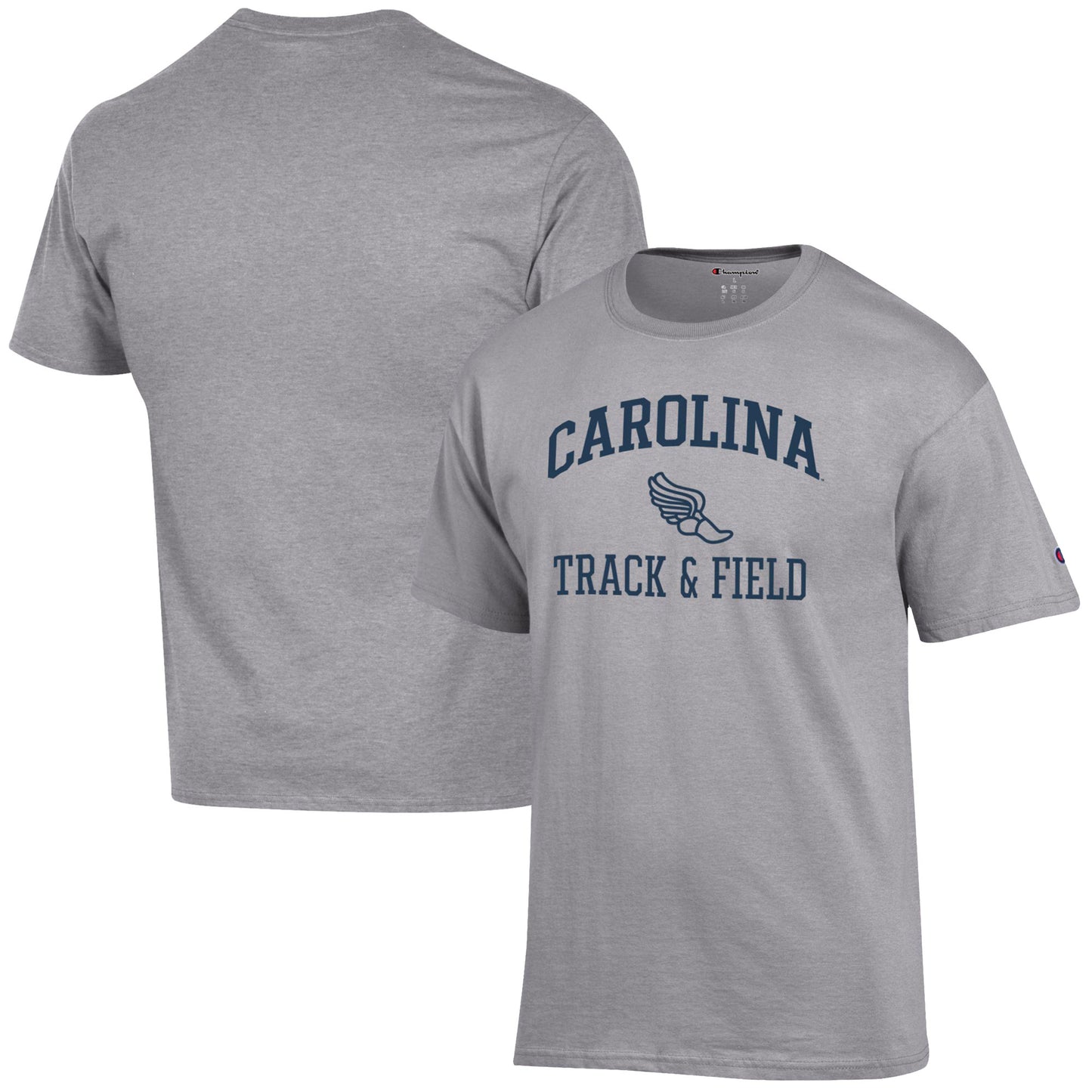 Men's Champion Gray North Carolina Tar Heels Track & Field Icon T-Shirt