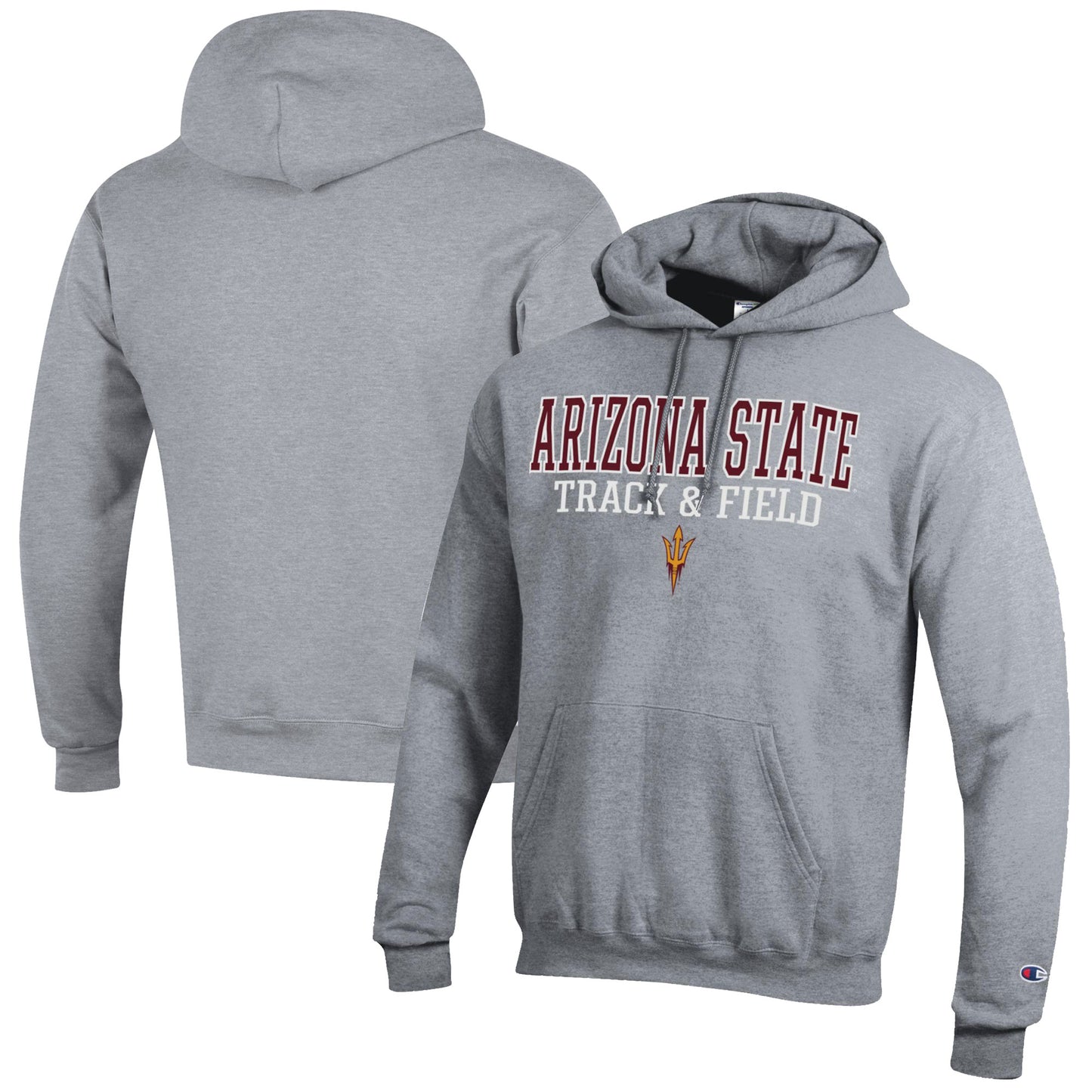 Men's Champion Gray Arizona State Sun Devils Track & Field Stack Powerblend Pullover Hoodie