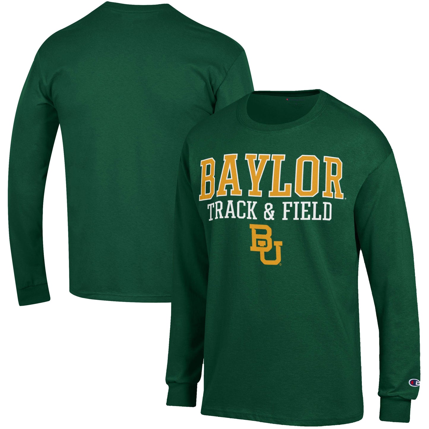 Men's Champion Green Baylor Bears Track & Field Stack Long Sleeve T-Shirt