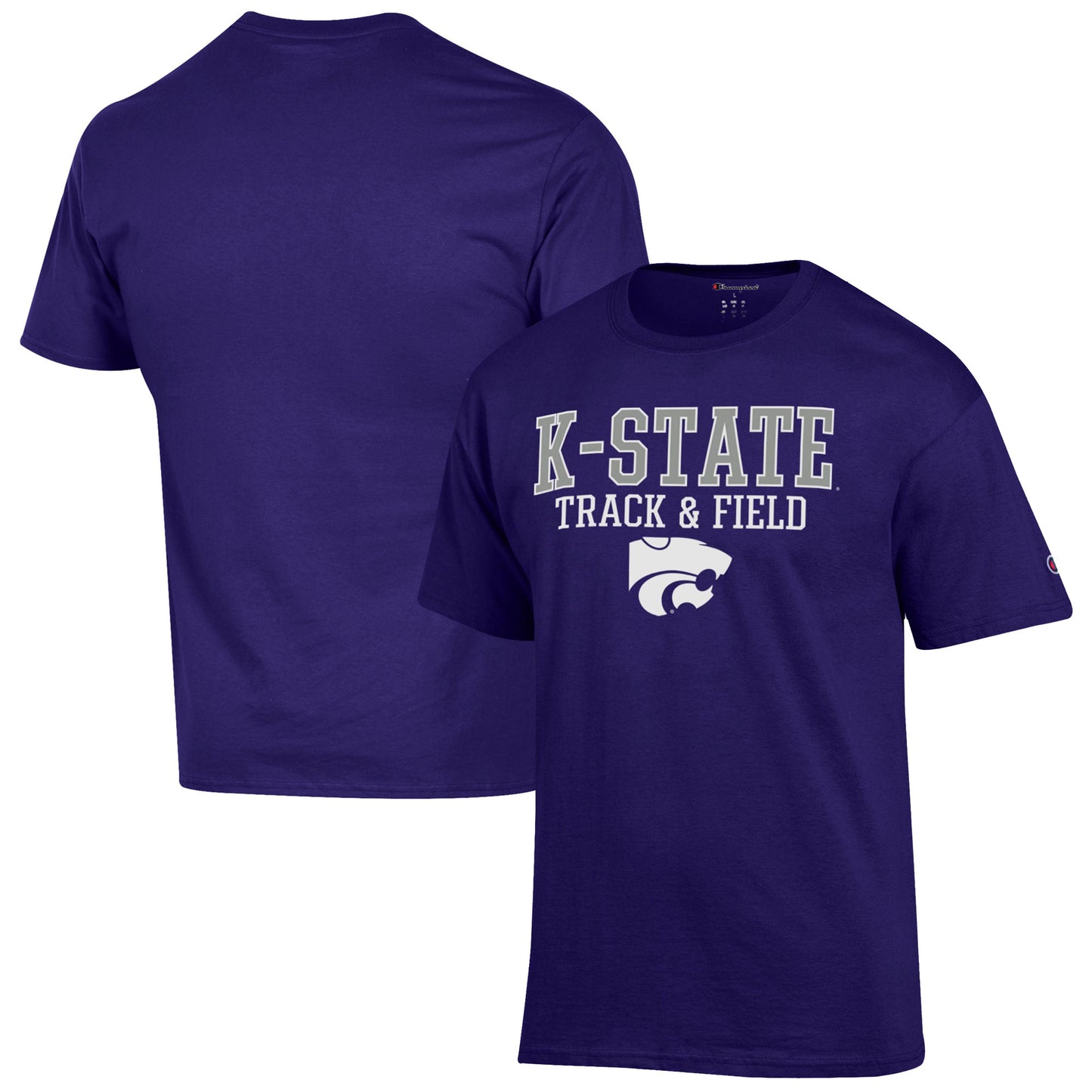Men's Champion Purple Kansas State Wildcats Track & Field Stack T-Shirt