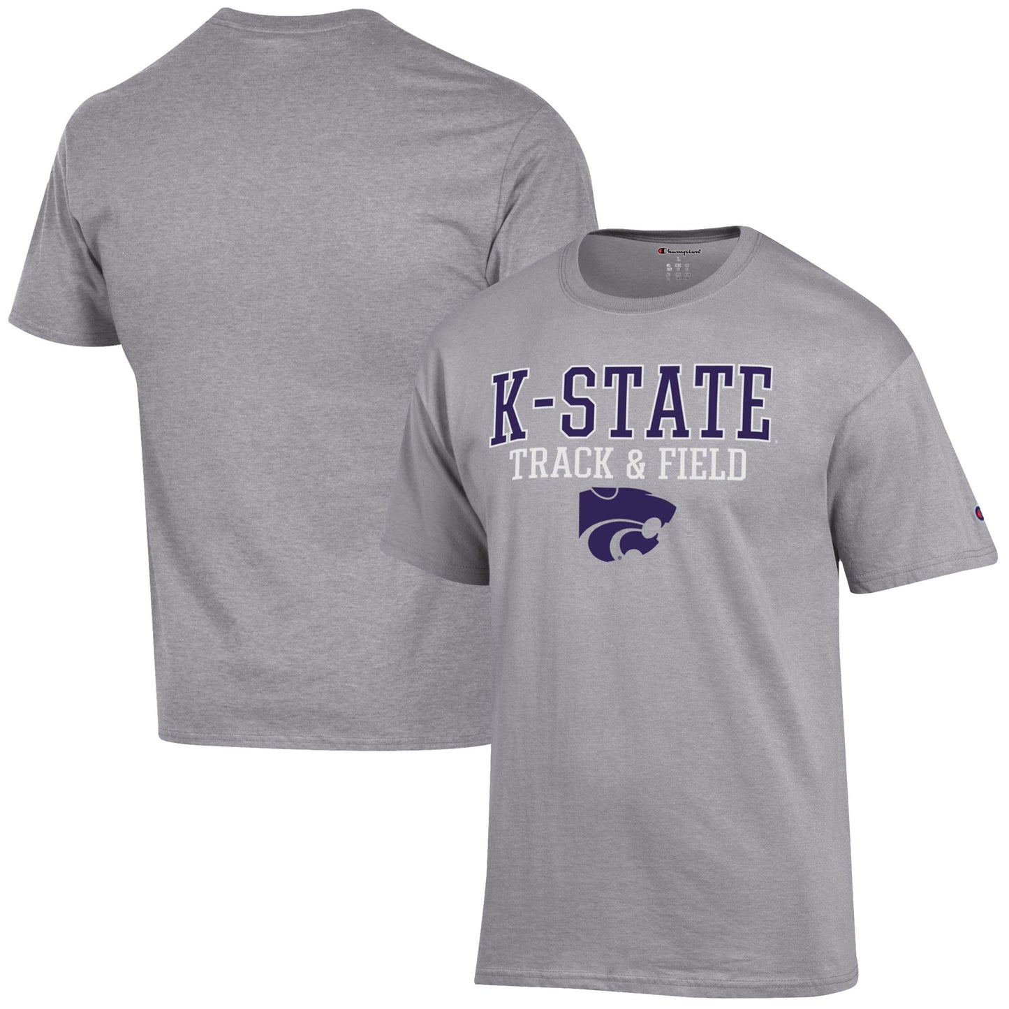 Men's Champion Gray Kansas State Wildcats Track & Field Stack T-Shirt