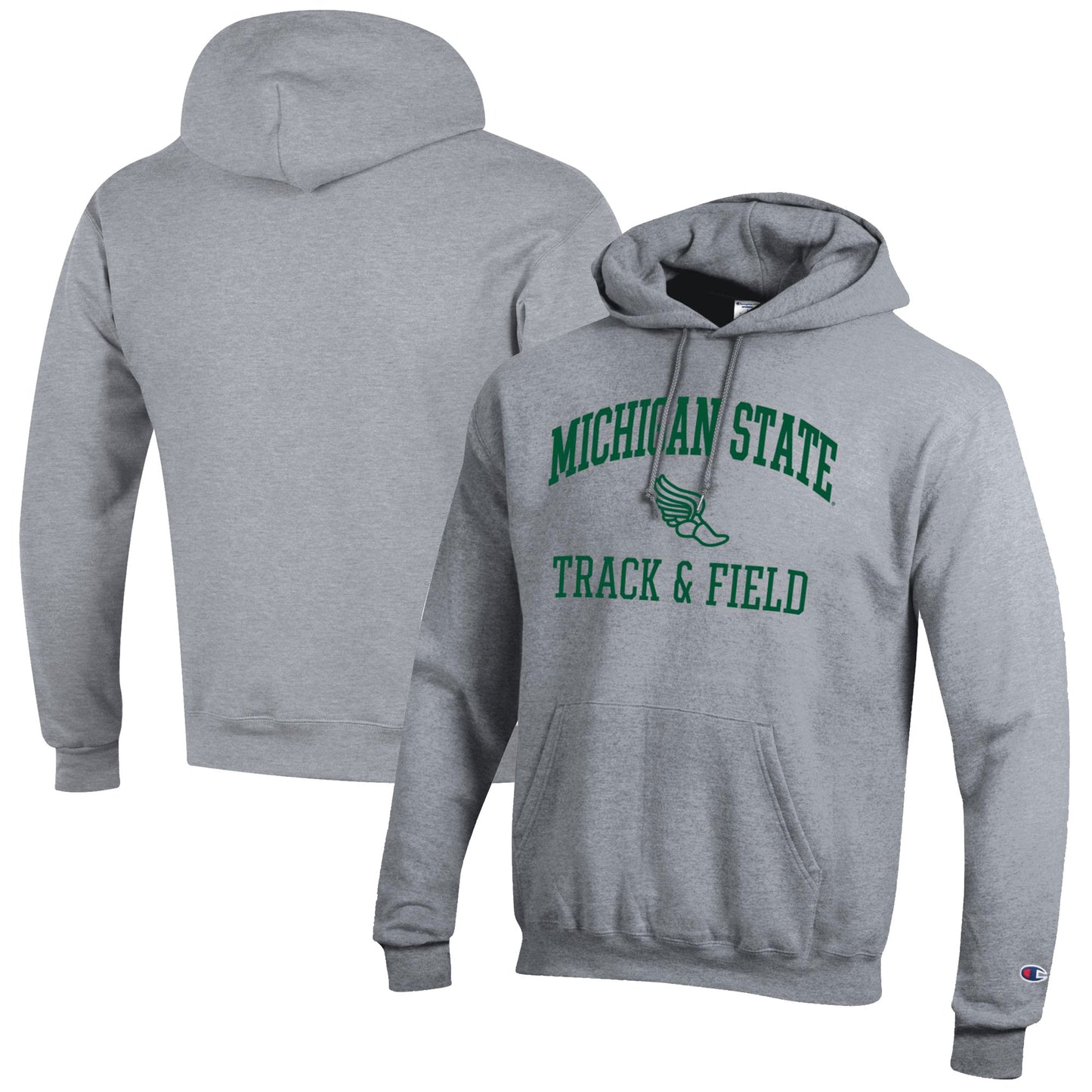 Men's Champion Gray Michigan State Spartans Track & Field Icon Powerblend Pullover Hoodie