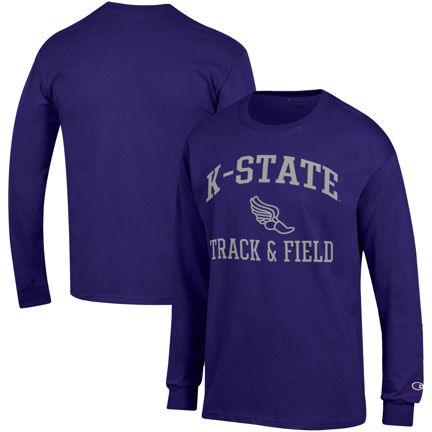 Men's Champion Purple Kansas State Wildcats Track & Field Icon Long Sleeve T-Shirt