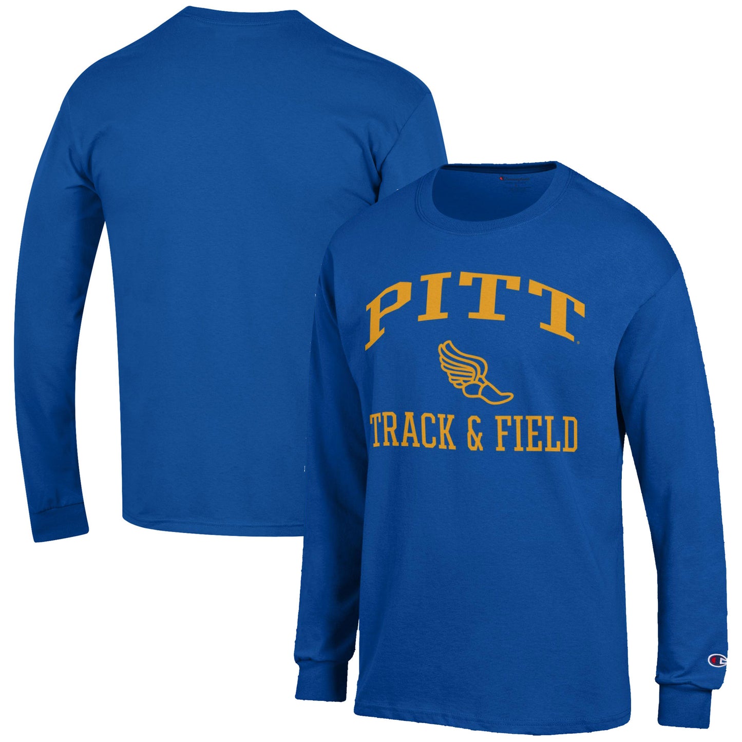 Men's Champion Royal Pitt Panthers Track & Field Icon Long Sleeve T-Shirt