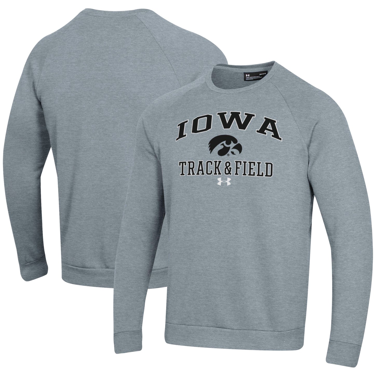 Men's Under Armour Gray Iowa Hawkeyes Track & Field All Day Fleece Pullover Sweatshirt