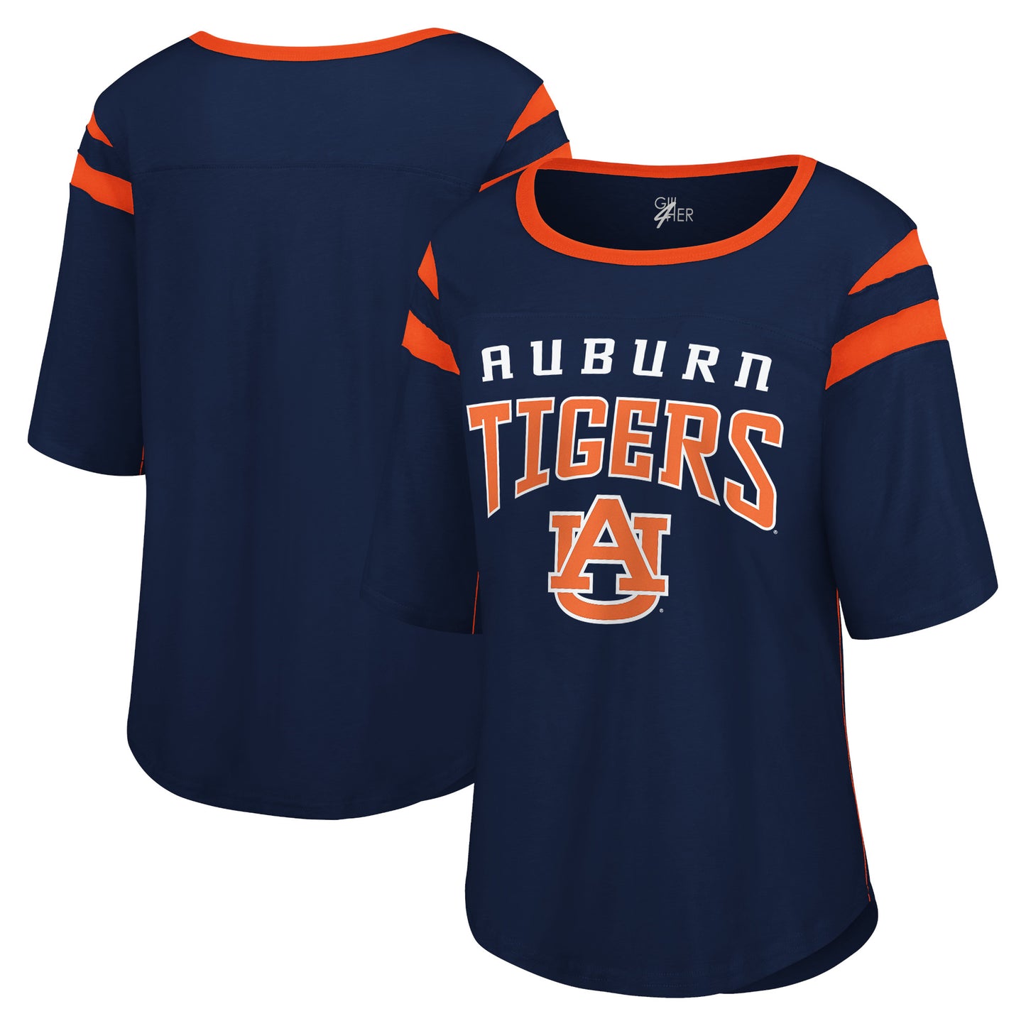 Women's G-III 4Her by Carl Banks Navy Auburn Tigers Plus Size Linebacker Half-Sleeve T-Shirt