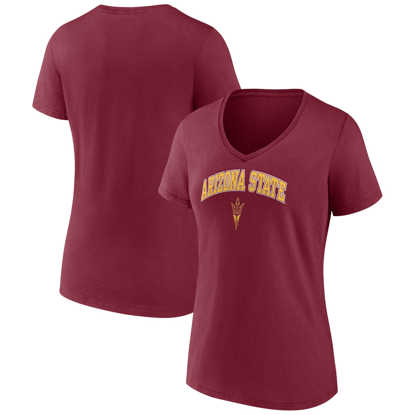 Women's Fanatics Maroon Arizona State Sun Devils Evergreen Campus V-Neck T-Shirt