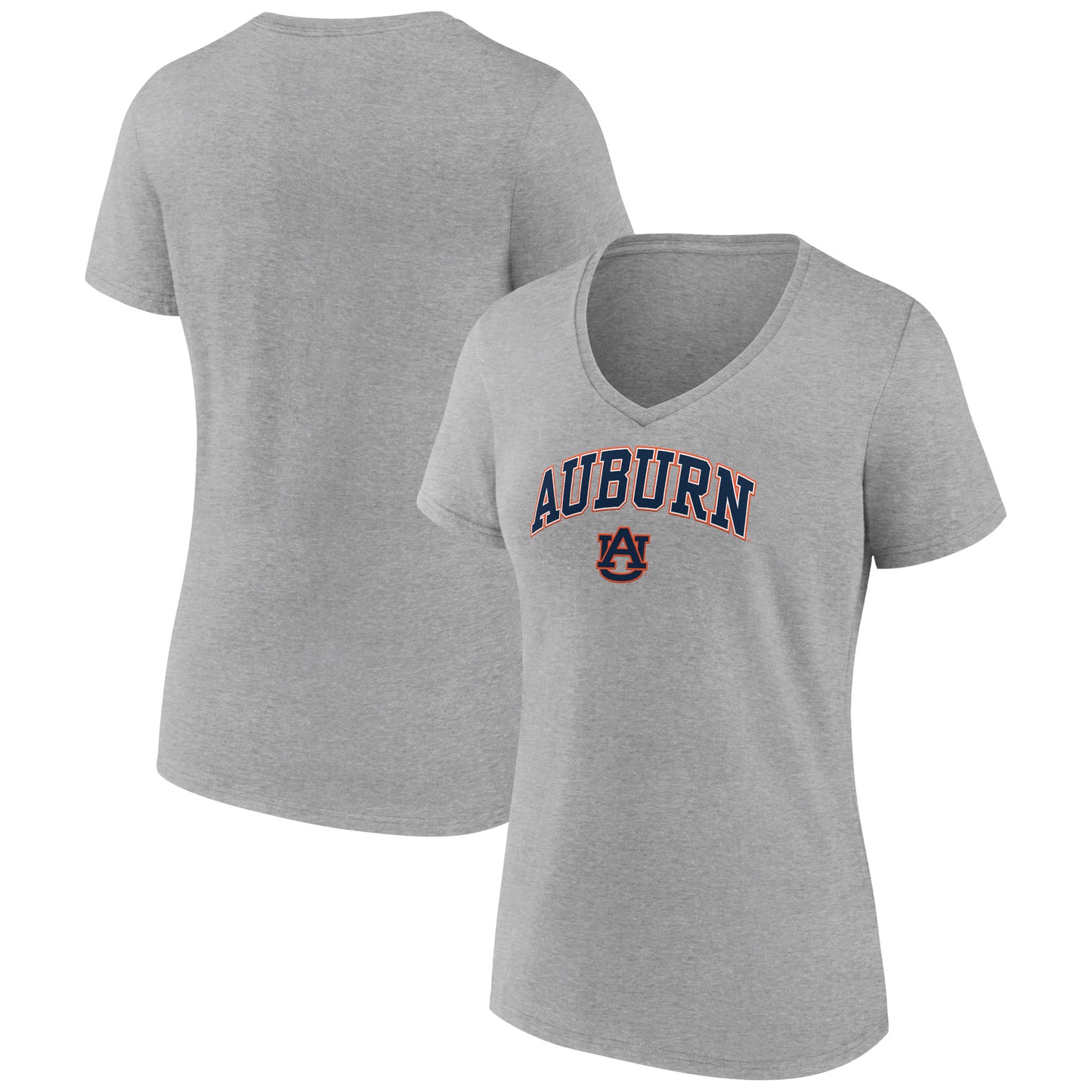 Women's Fanatics Heather Gray Auburn Tigers Evergreen Campus V-Neck T-Shirt