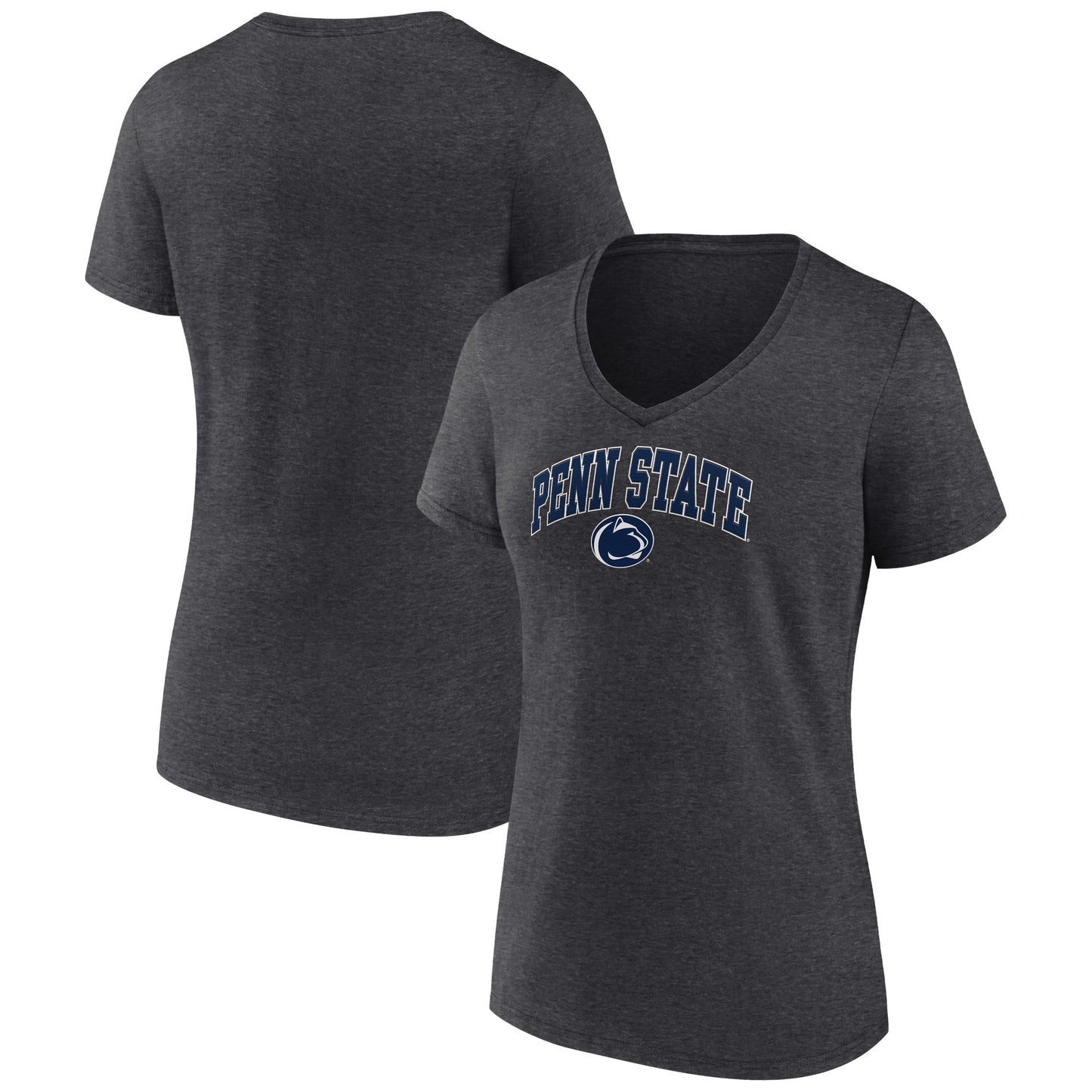 Women's Fanatics Heather Charcoal Penn State Nittany Lions Evergreen Campus V-Neck T-Shirt