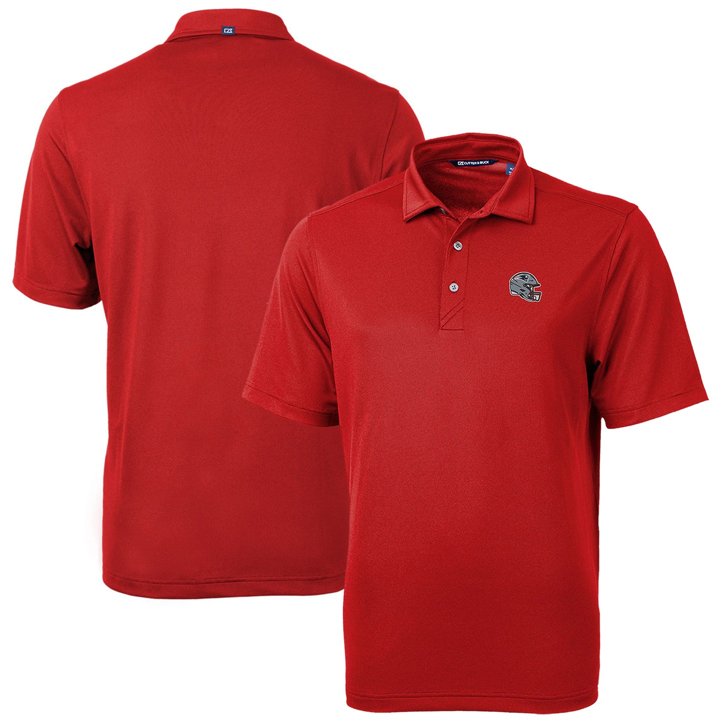Men's Cutter & Buck Red New England Patriots Helmet Virtue Eco Pique Recycled Polo