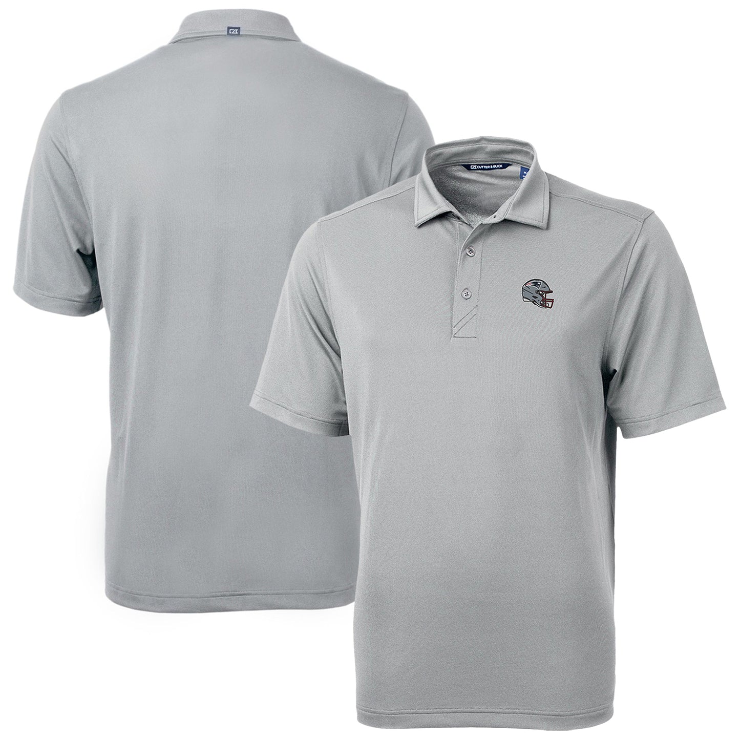 Men's Cutter & Buck Silver New England Patriots Helmet Virtue Eco Pique Recycled Polo