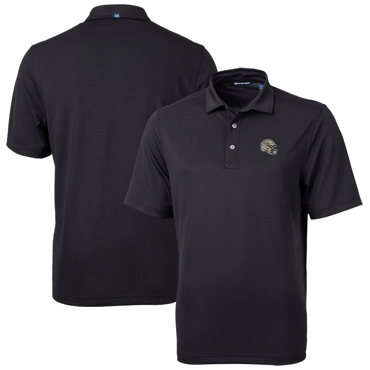 Men's Cutter & Buck Black New Orleans Saints Helmet Virtue Eco Pique Recycled Polo