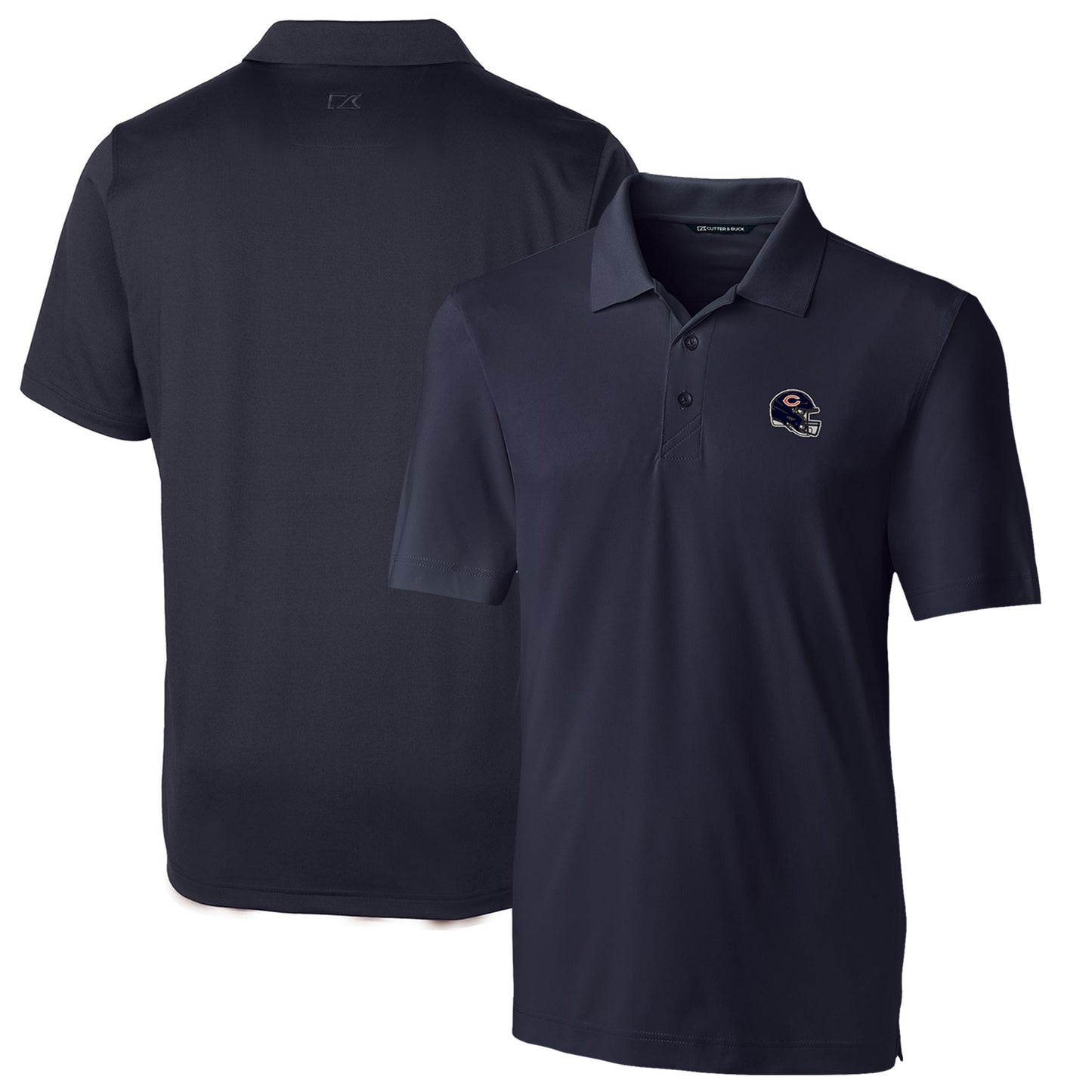 Men's Cutter & Buck Navy Chicago Bears Helmet Forge Stretch Polo