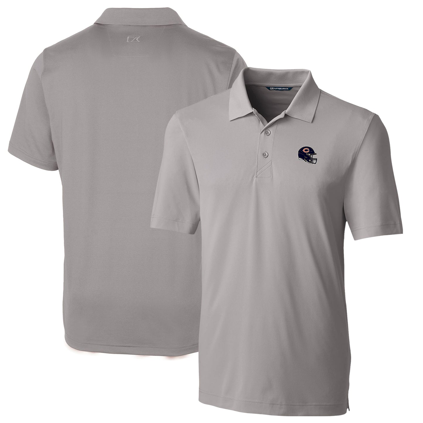 Men's Cutter & Buck Silver Chicago Bears Helmet Forge Stretch Polo