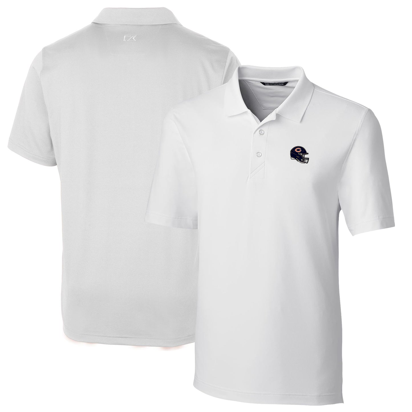 Men's Cutter & Buck White Chicago Bears Helmet Forge Stretch Polo