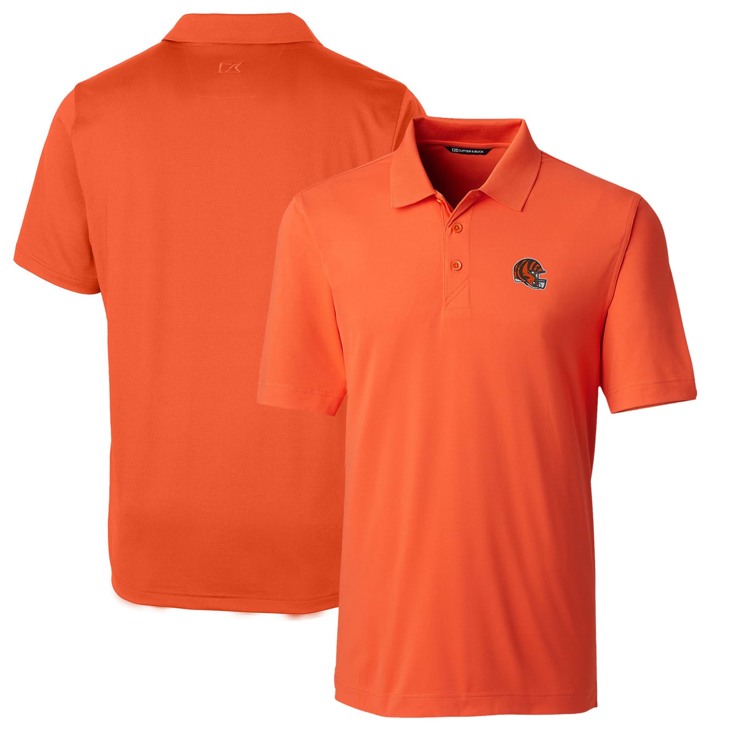 Men's Cutter & Buck Orange Cincinnati Bengals Helmet Forge Stretch Polo