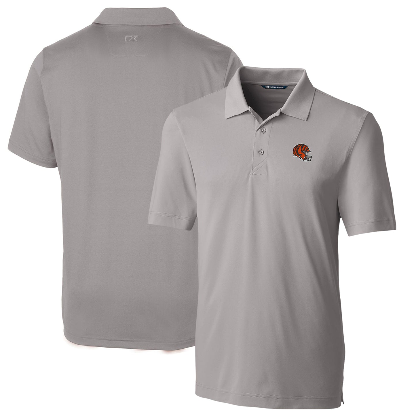 Men's Cutter & Buck Silver Cincinnati Bengals Helmet Forge Stretch Polo